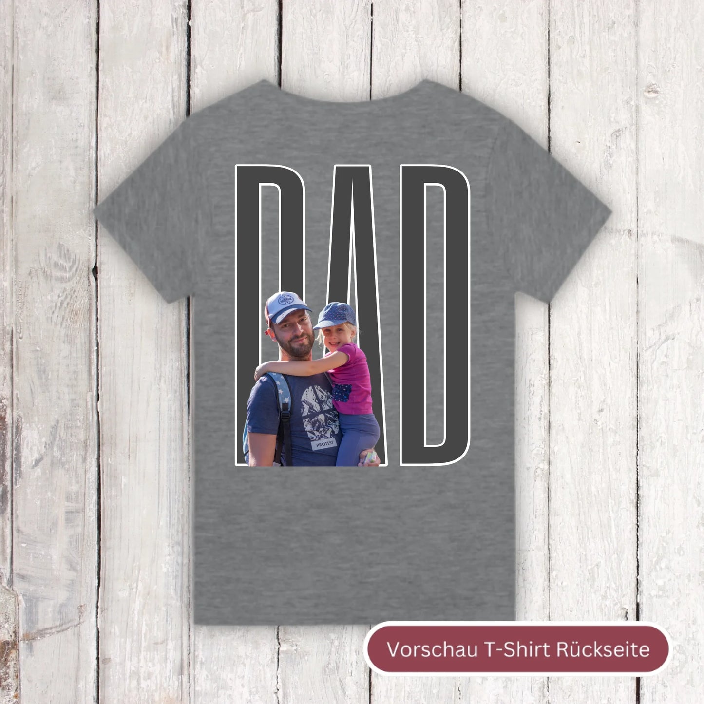 DAD Schriftzug mit Foto - individuelles T-Shirt | Personalize Palace