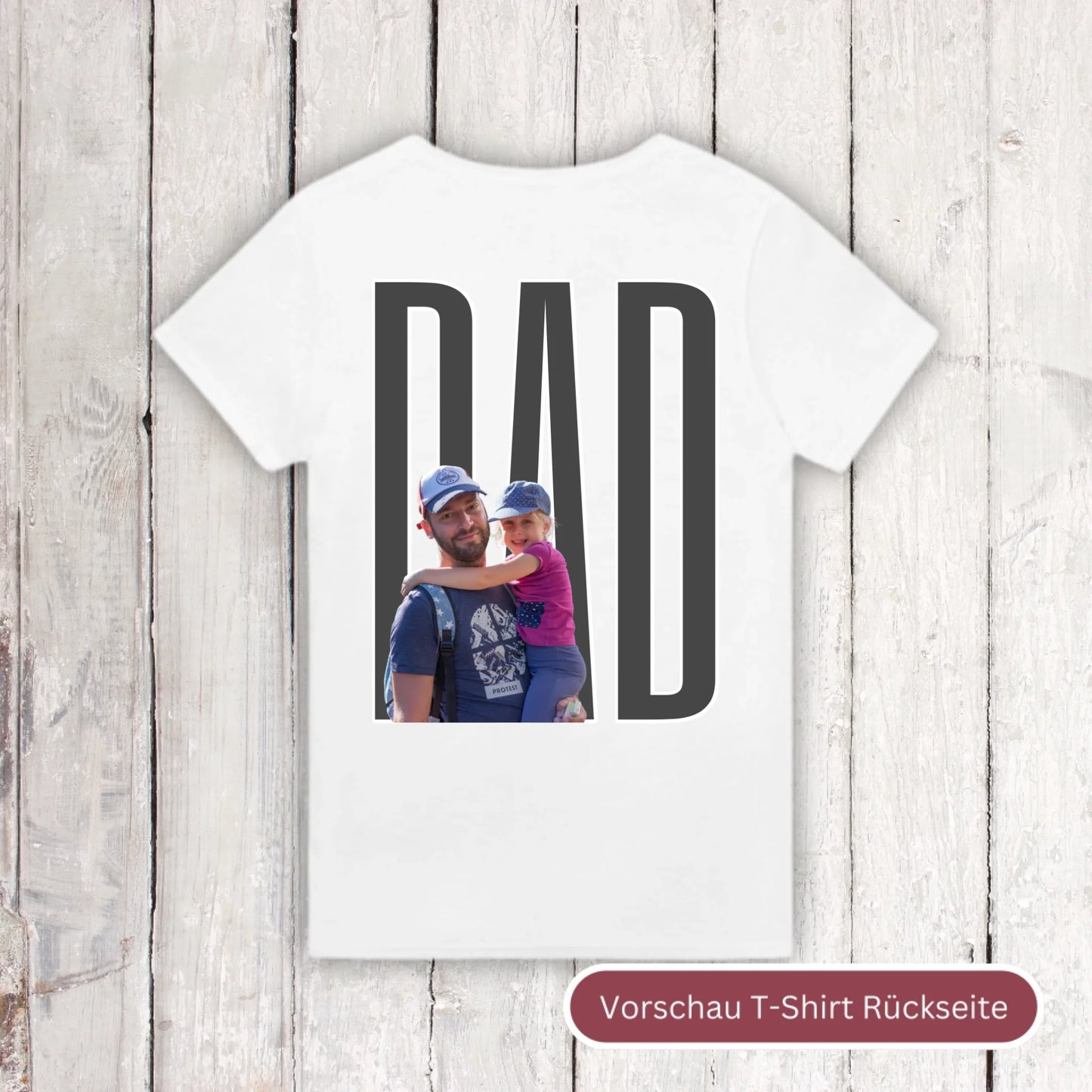 DAD Schriftzug mit Foto - individuelles T-Shirt | Personalize Palace