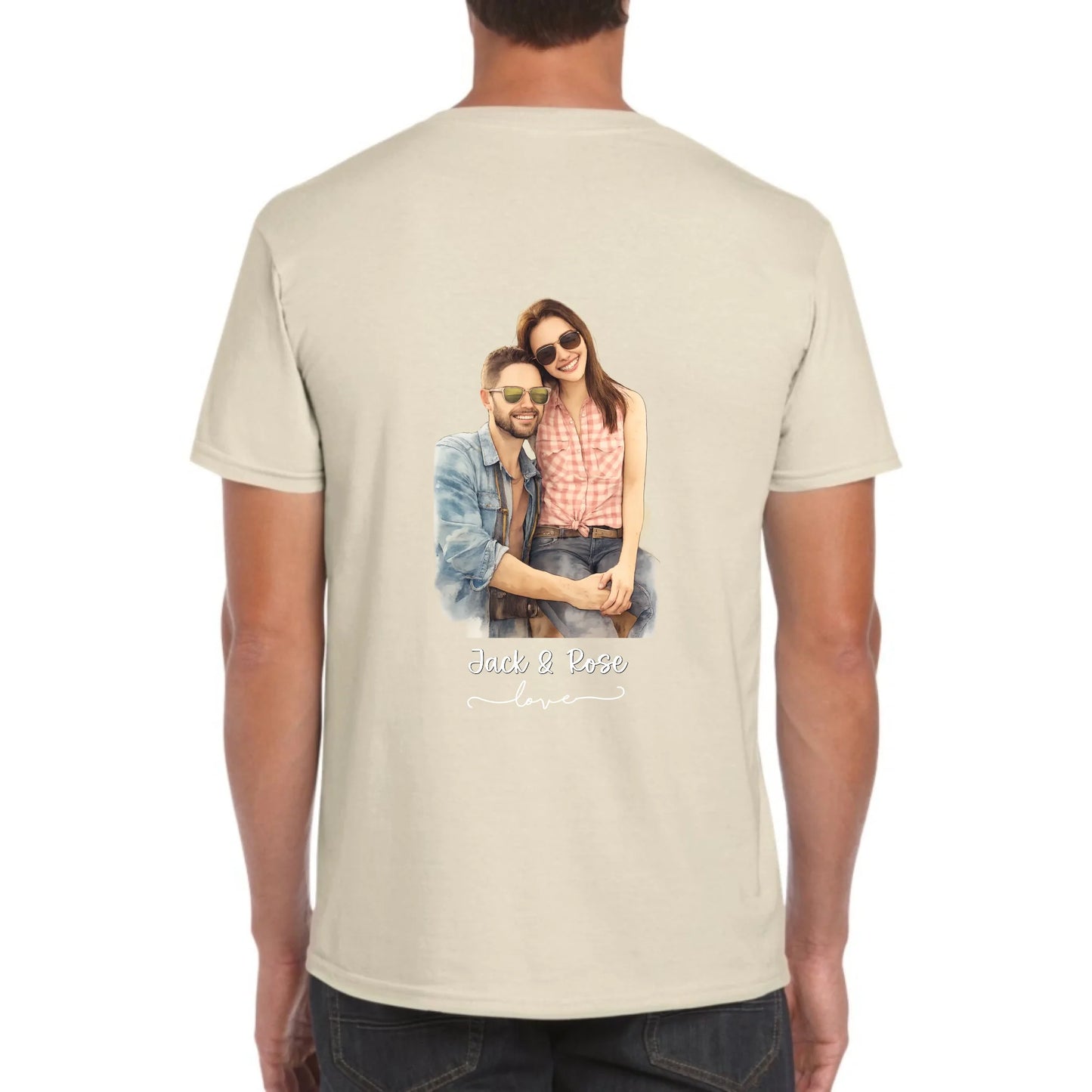 Personalisiertes Aquarell T-Shirt, dein Foto als Zeichnung – individuelles Foto T-Shirt