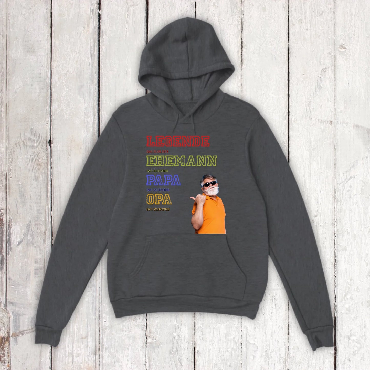 Papa, Mama, Oma, Opa, Legende, Familie mit Foto und Text - Individuelles T-Shirt