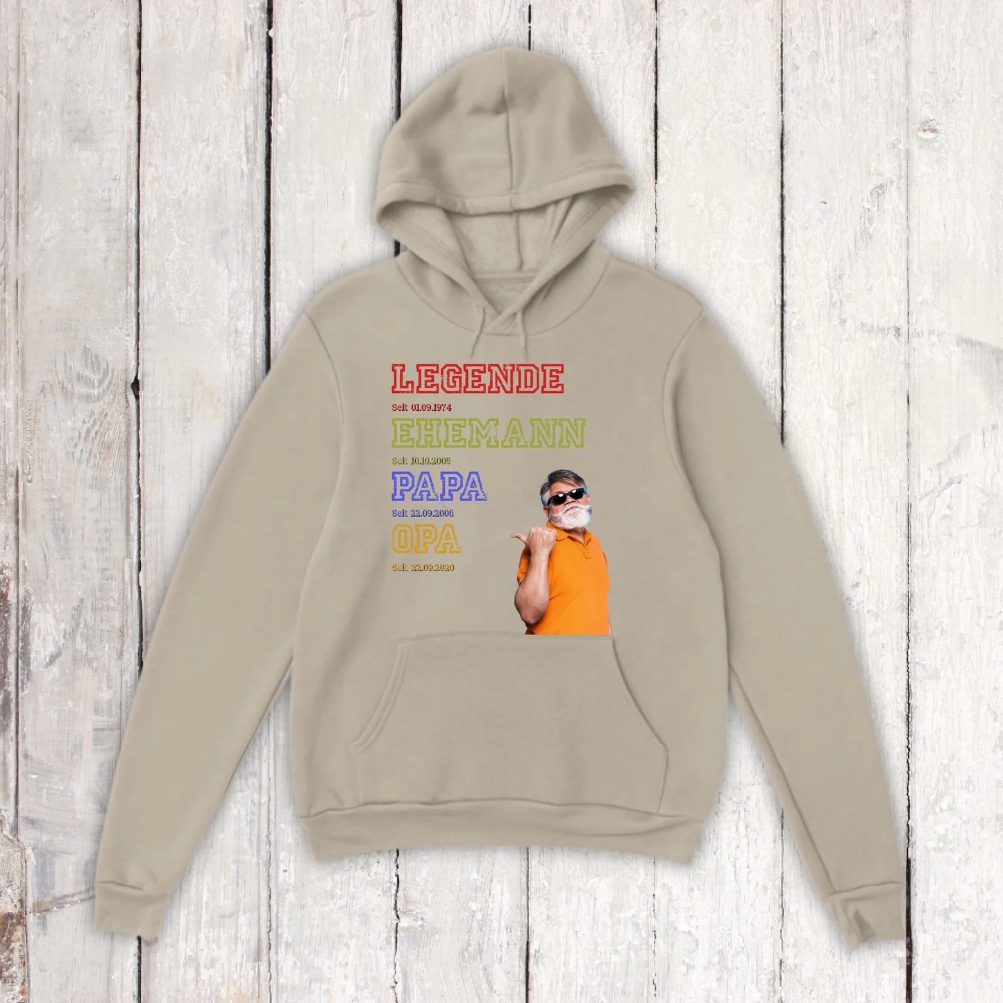 Papa, Mama, Oma, Opa, Legende, Familie mit Foto und Text - Individuelles T-Shirt