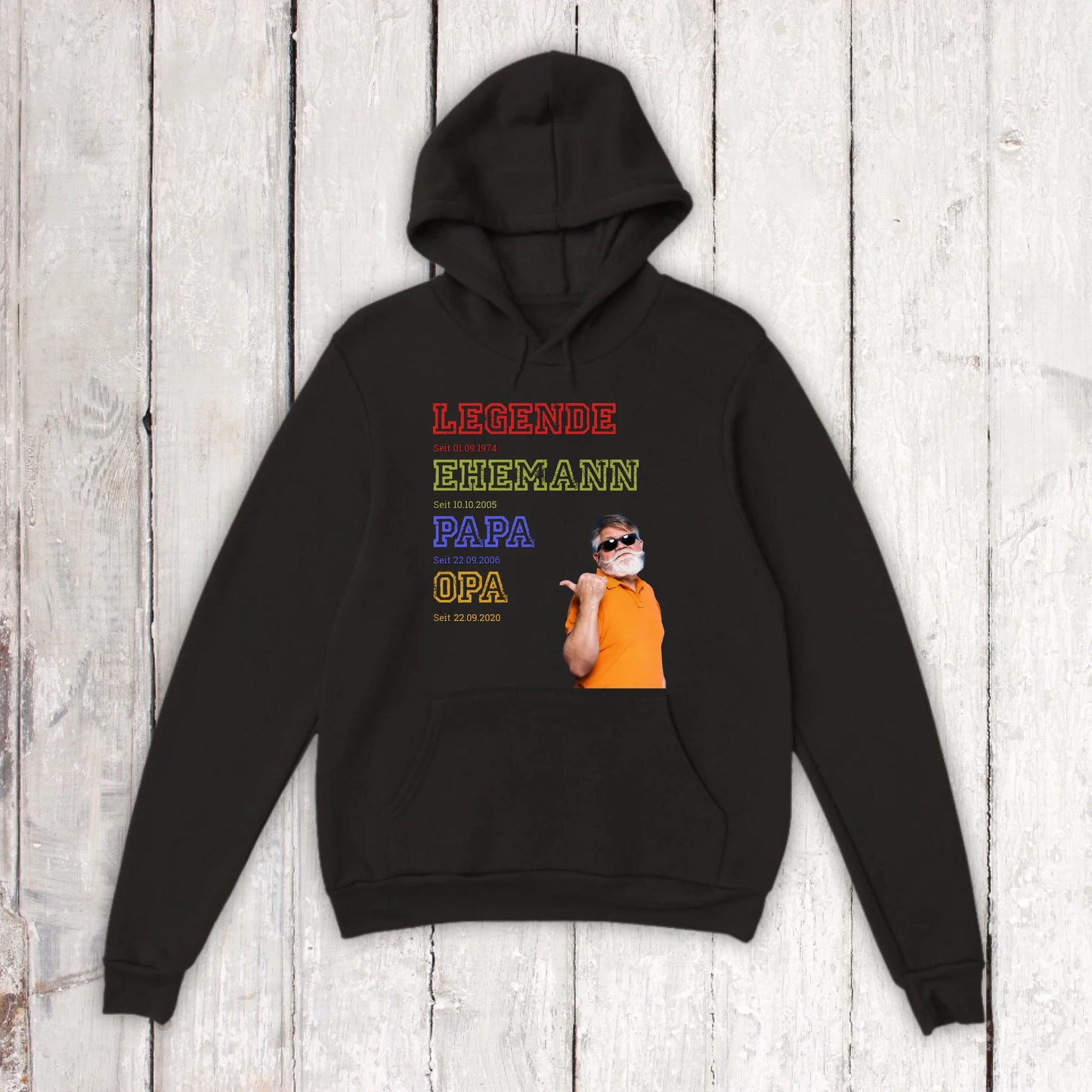 Papa, Mama, Oma, Opa, Legende, Familie mit Foto und Text - Individuelles T-Shirt | Personalize Palace