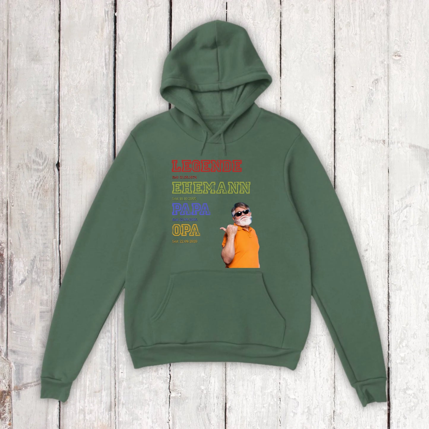 Papa, Mama, Oma, Opa, Legende, Familie mit Foto und Text - Individuelles T-Shirt