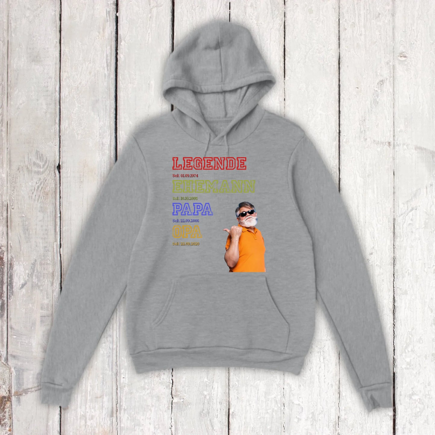 Papa, Mama, Oma, Opa, Legende, Familie mit Foto und Text - Individuelles T-Shirt