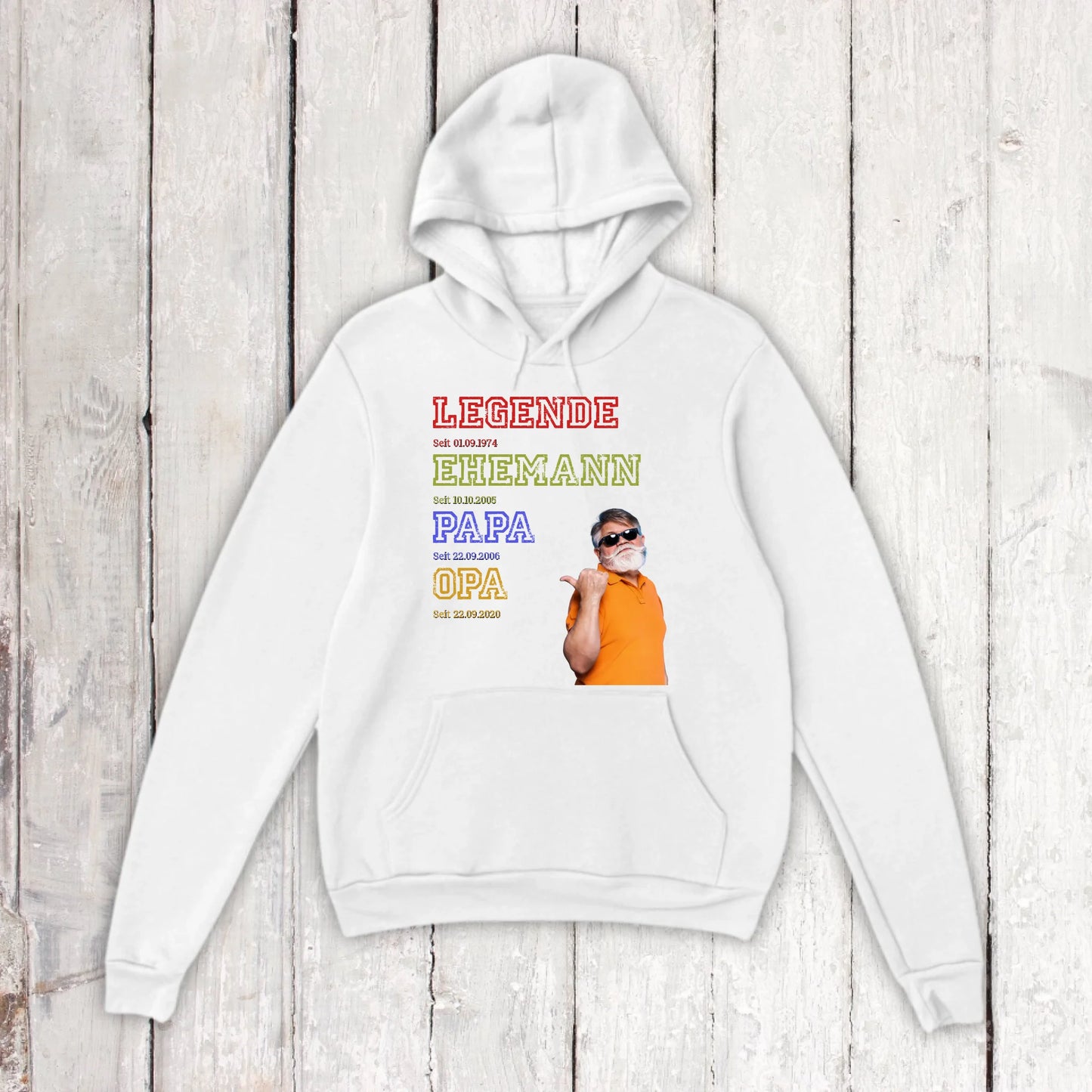 Papa, Mama, Oma, Opa, Legende, Familie mit Foto und Text - Individuelles T-Shirt