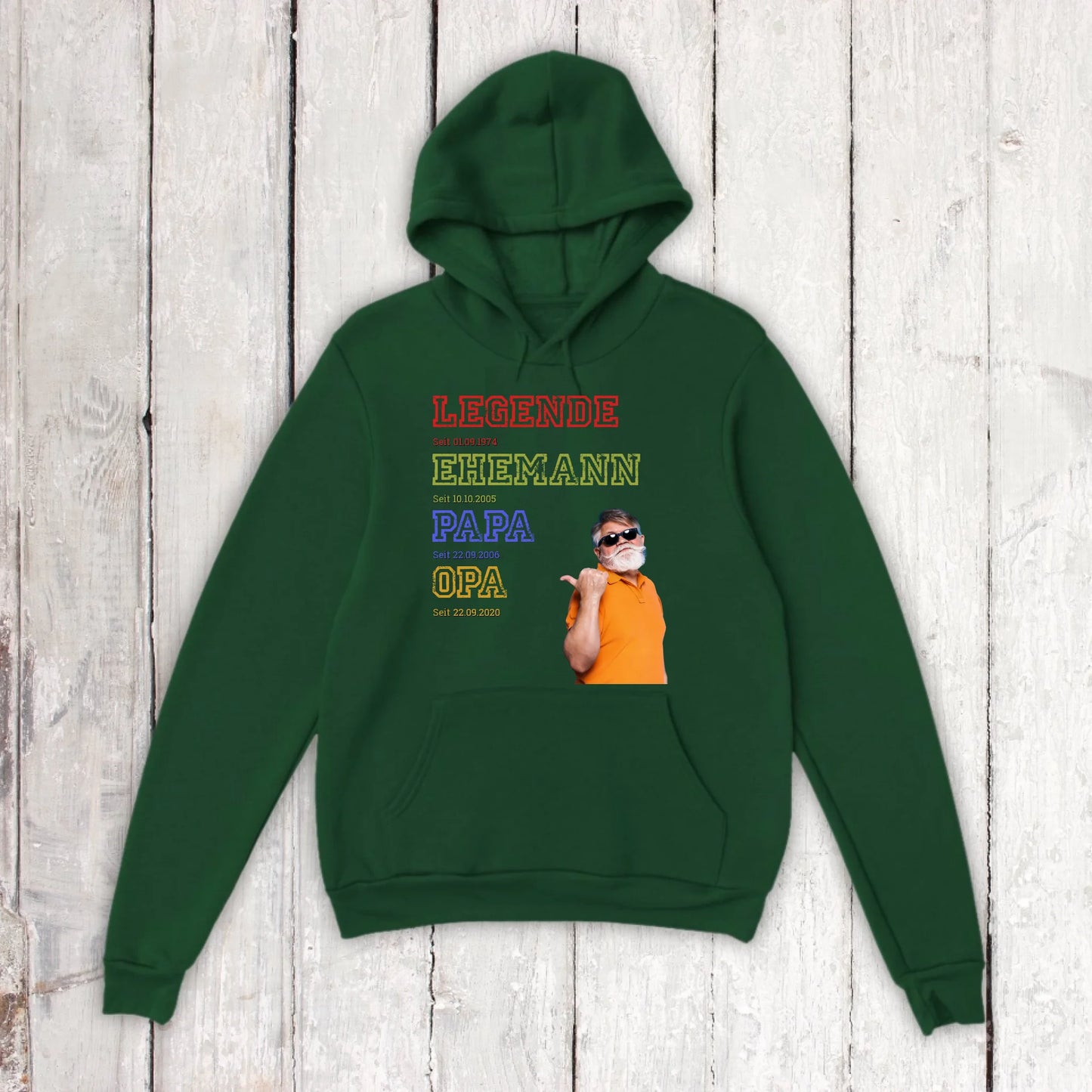 Papa, Mama, Oma, Opa, Legende, Familie mit Foto und Text - Individuelles T-Shirt | Personalize Palace