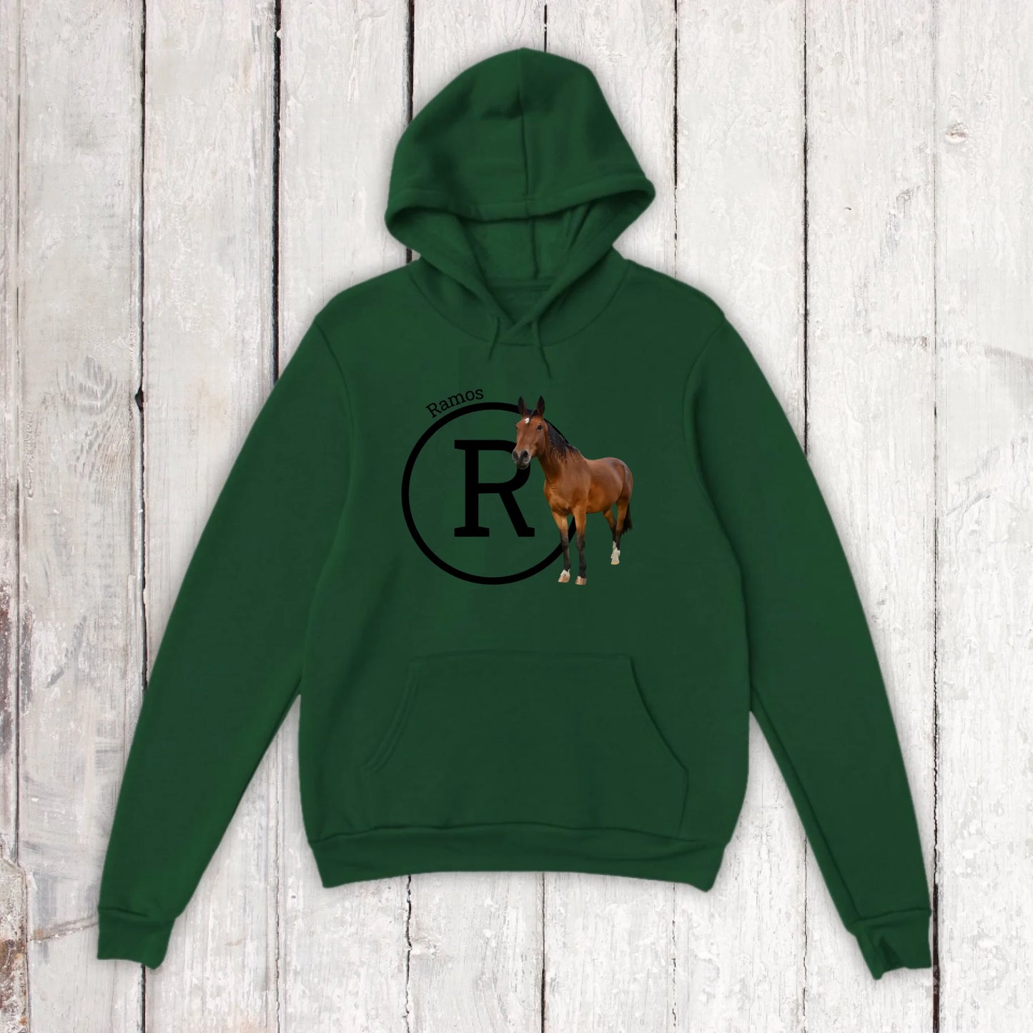 Initial with image and text for riders and horse lovers - Personalized T-shirt or hoodie