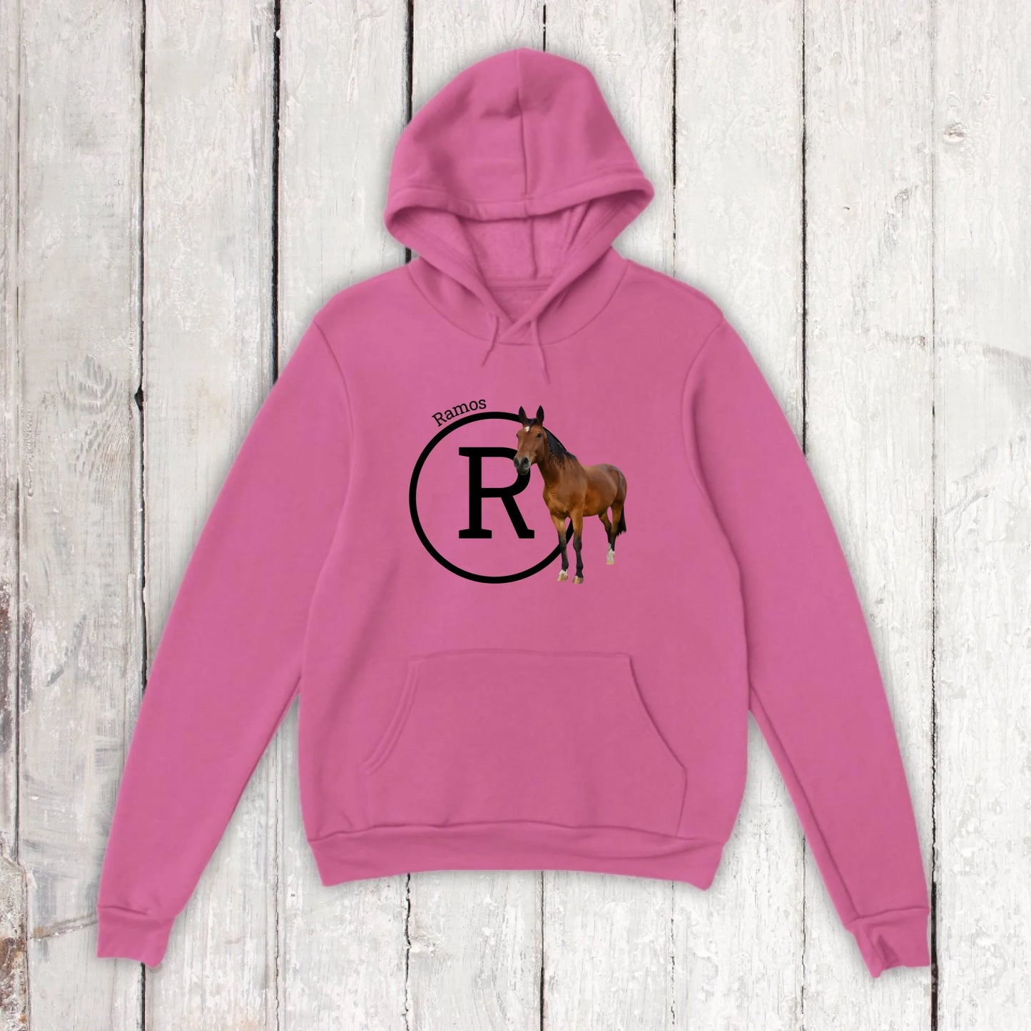Initial with image and text for riders and horse lovers - Personalized T-shirt or hoodie