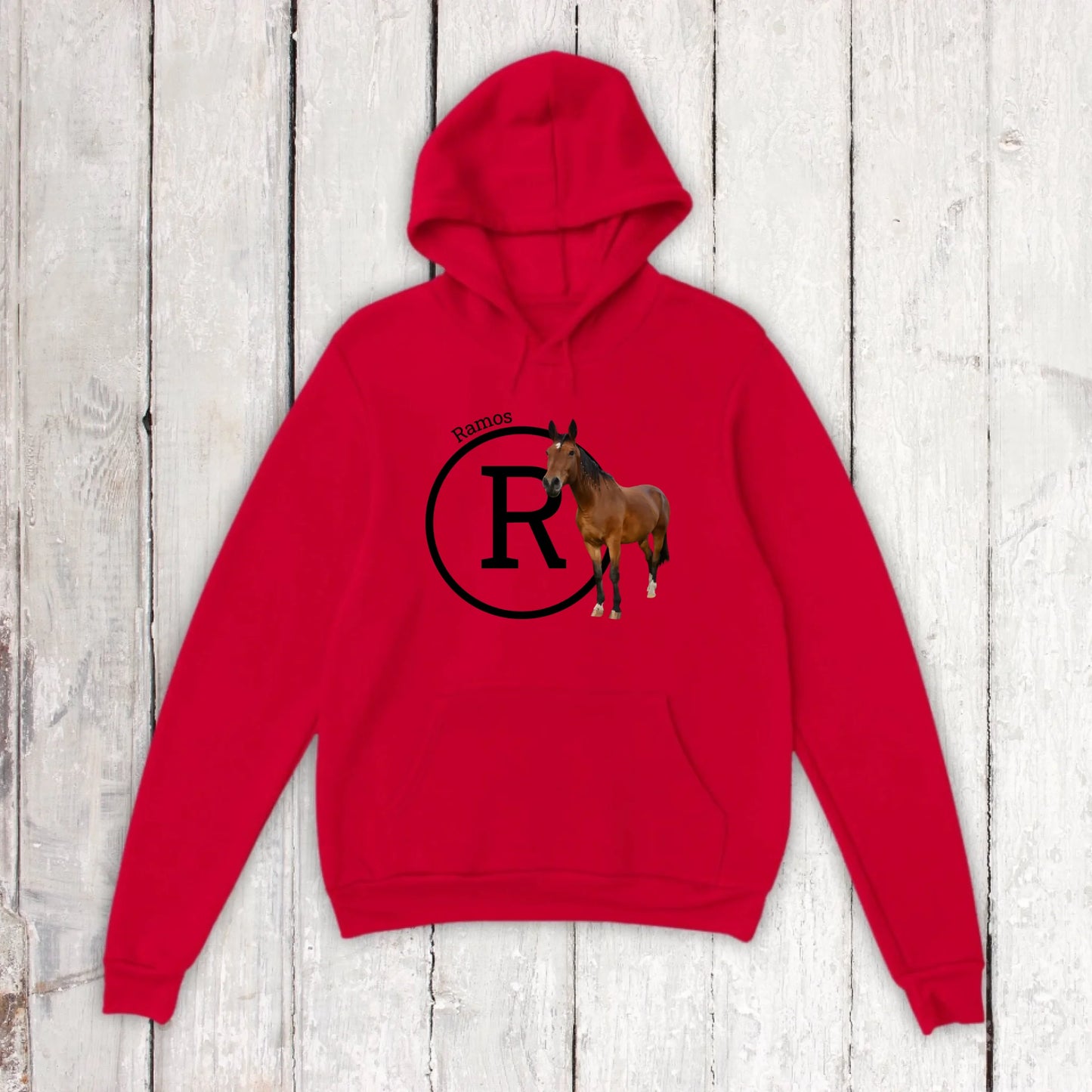 Initial with image and text for riders and horse lovers - Personalized T-shirt or hoodie