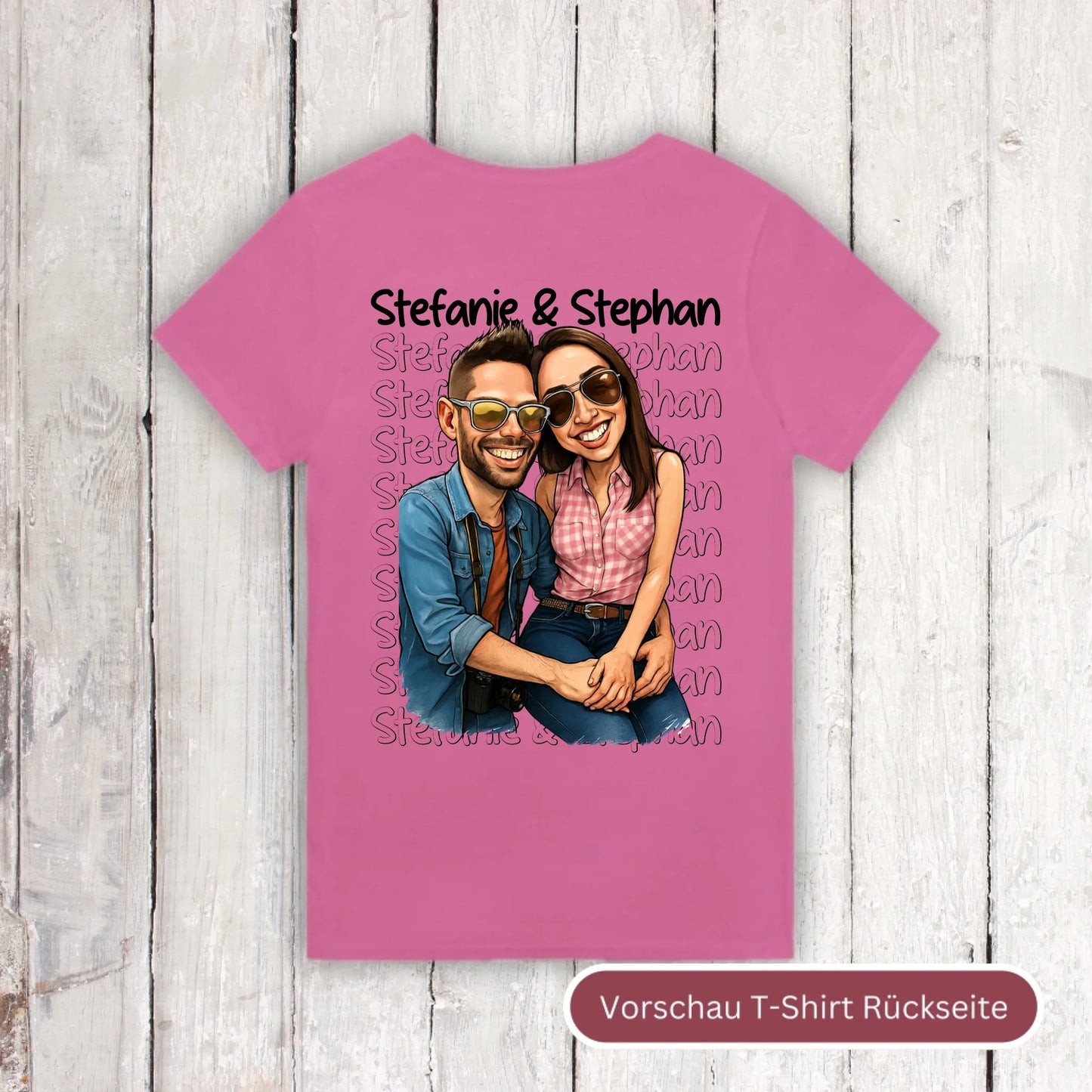 Cartoon couple shirt with your names and picture - personalized shirt