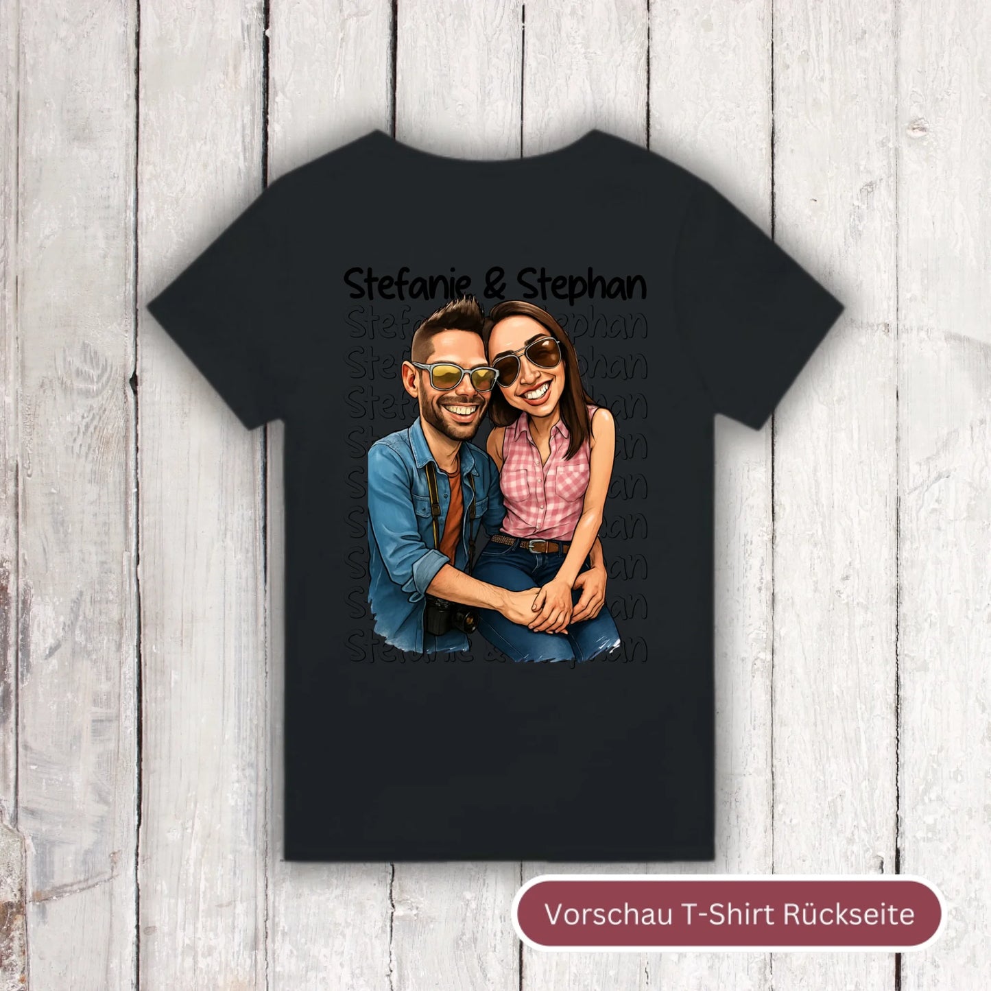 Cartoon couple shirt with your names and picture - personalized shirt