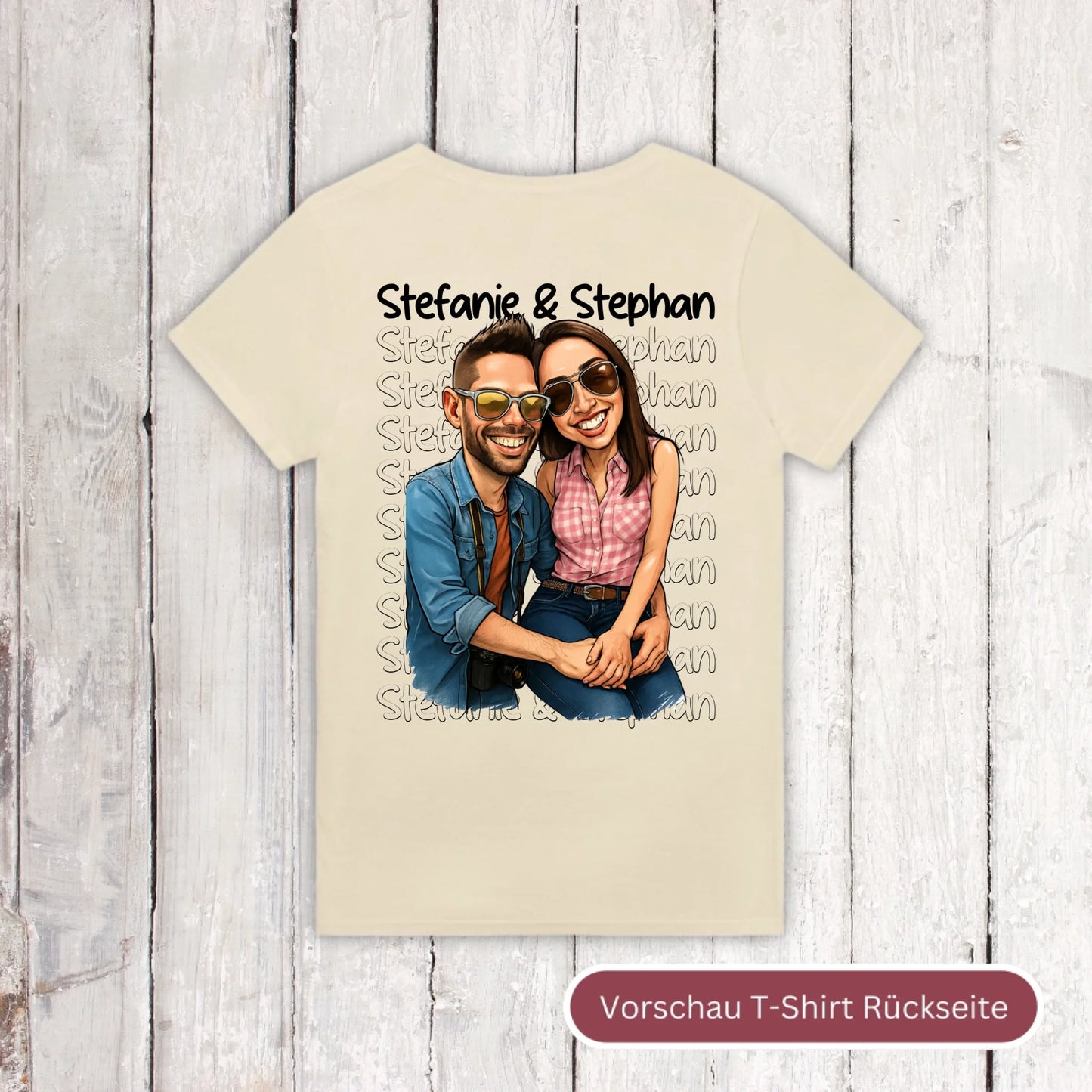 Cartoon couple shirt with your names and picture - personalized shirt