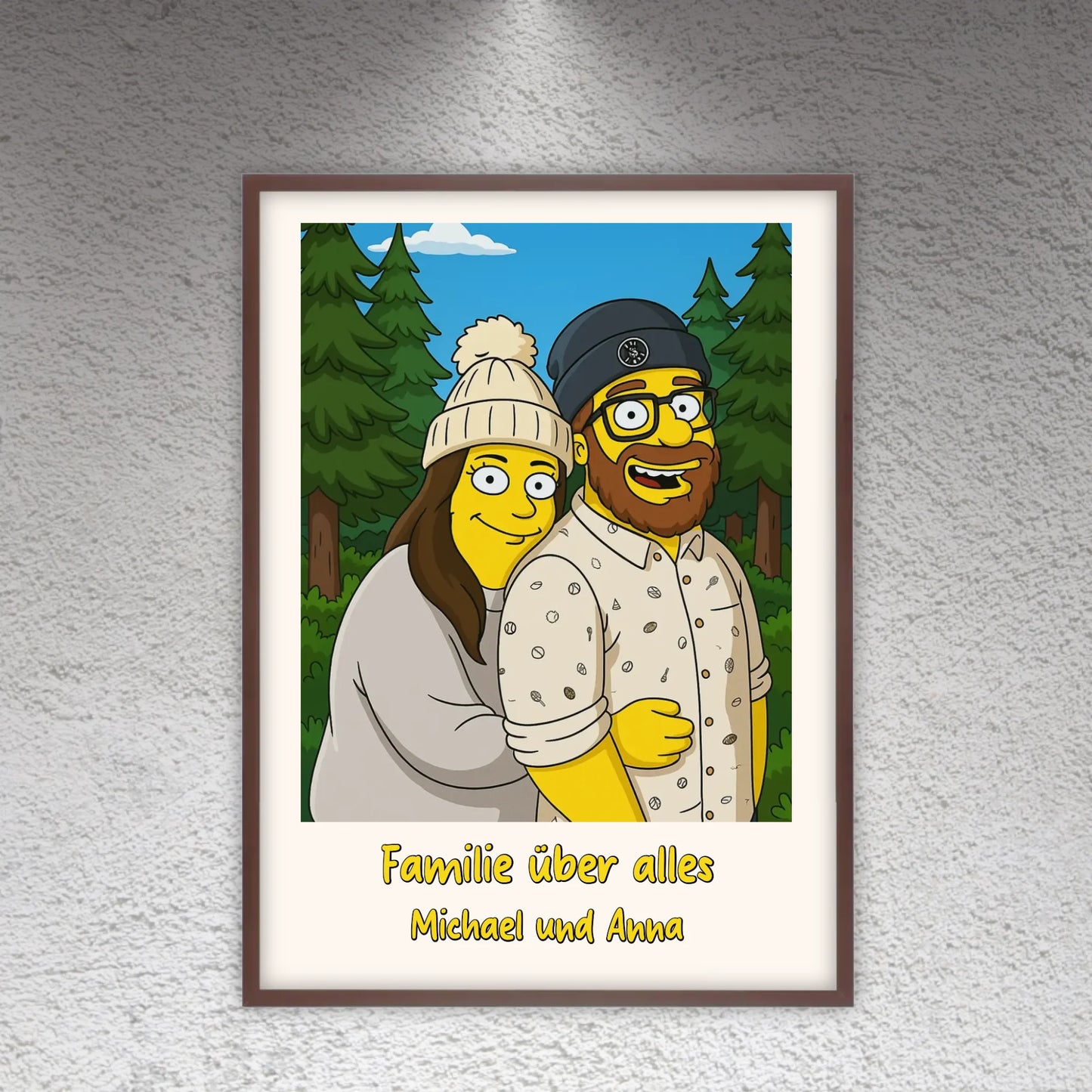 Comic-Portrait in ikonischem gelben Look, TV Look - individuelles Poster mit Galerierahmen | Personalize Palace
