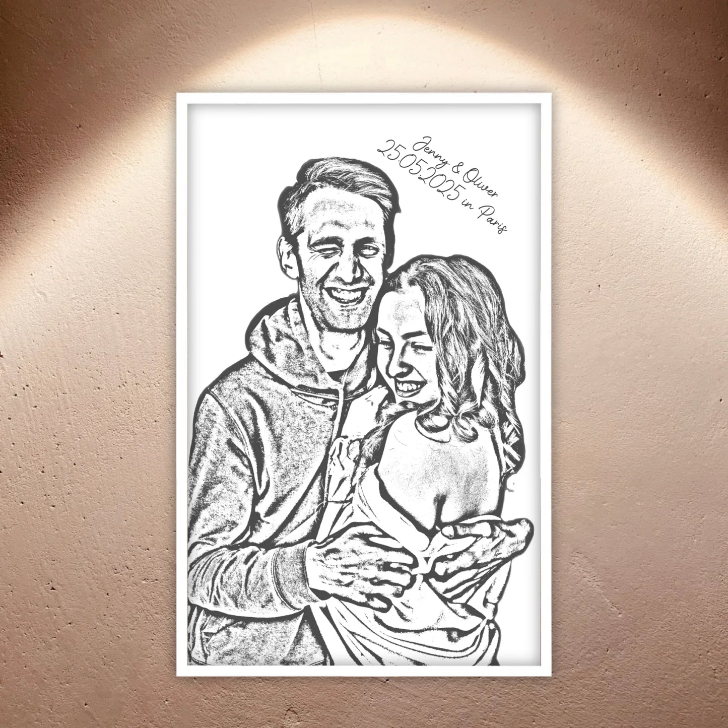 Dein Foto als Silhouette-Porträt - individuelles Poster mit Rahmen | Personalize Palace