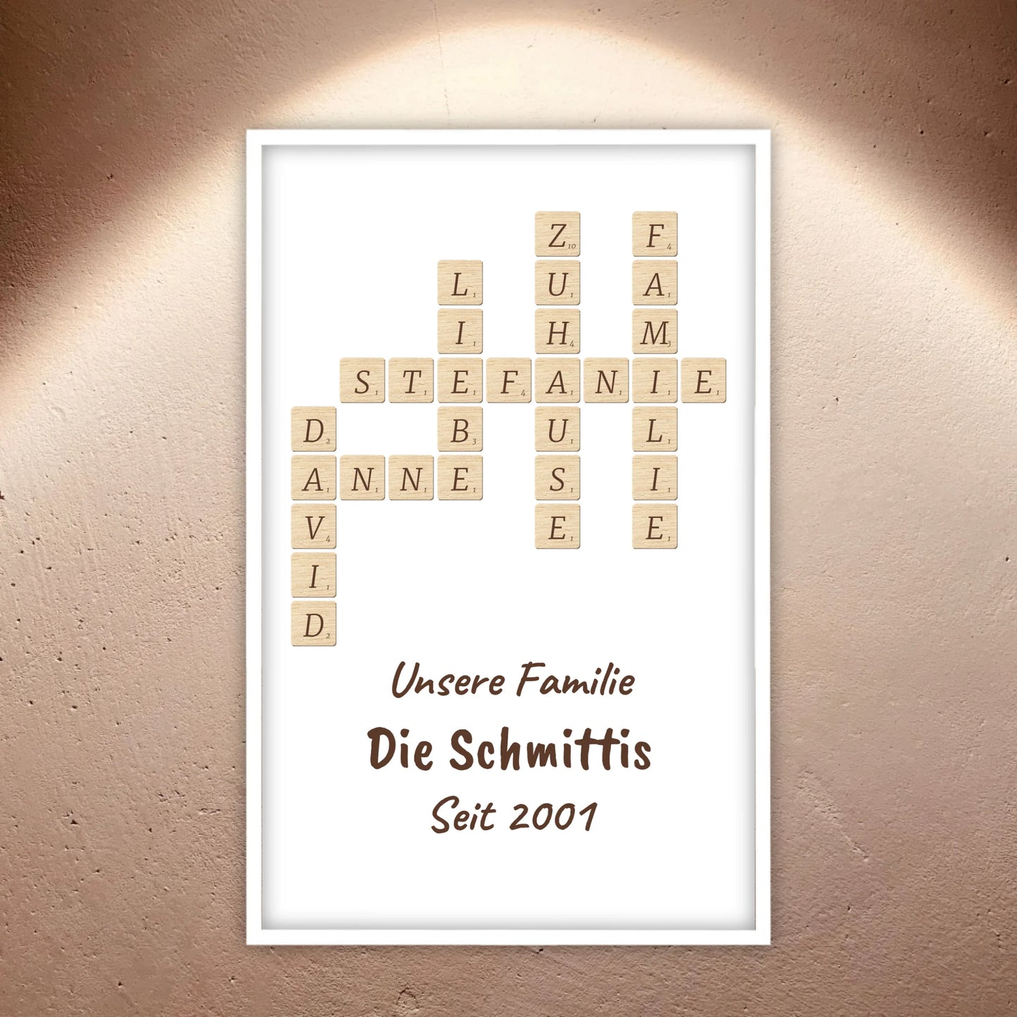 Scrabble your names - individual posters with gallery frames or as canvases