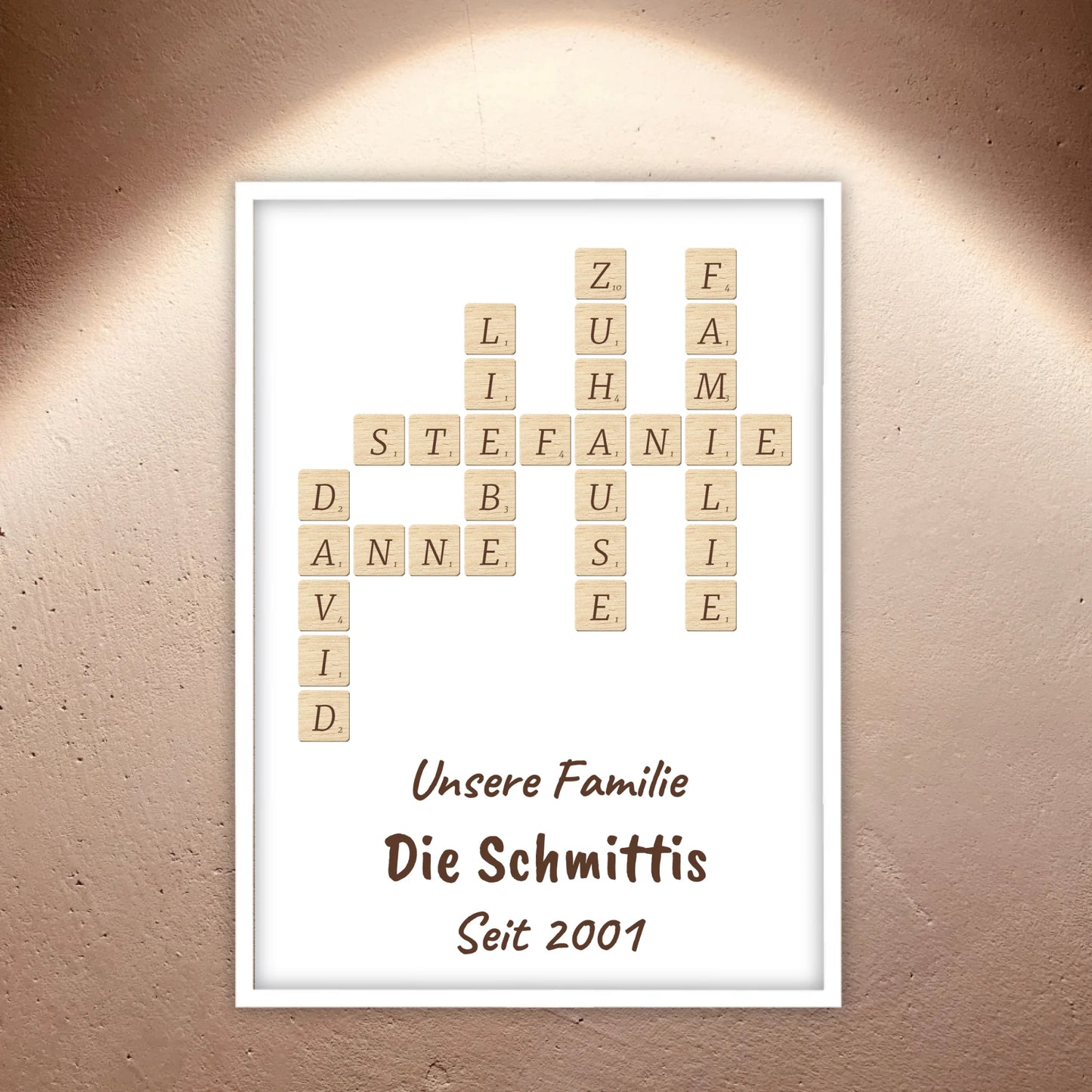 Scrabble your names - individual posters with gallery frames or as canvases