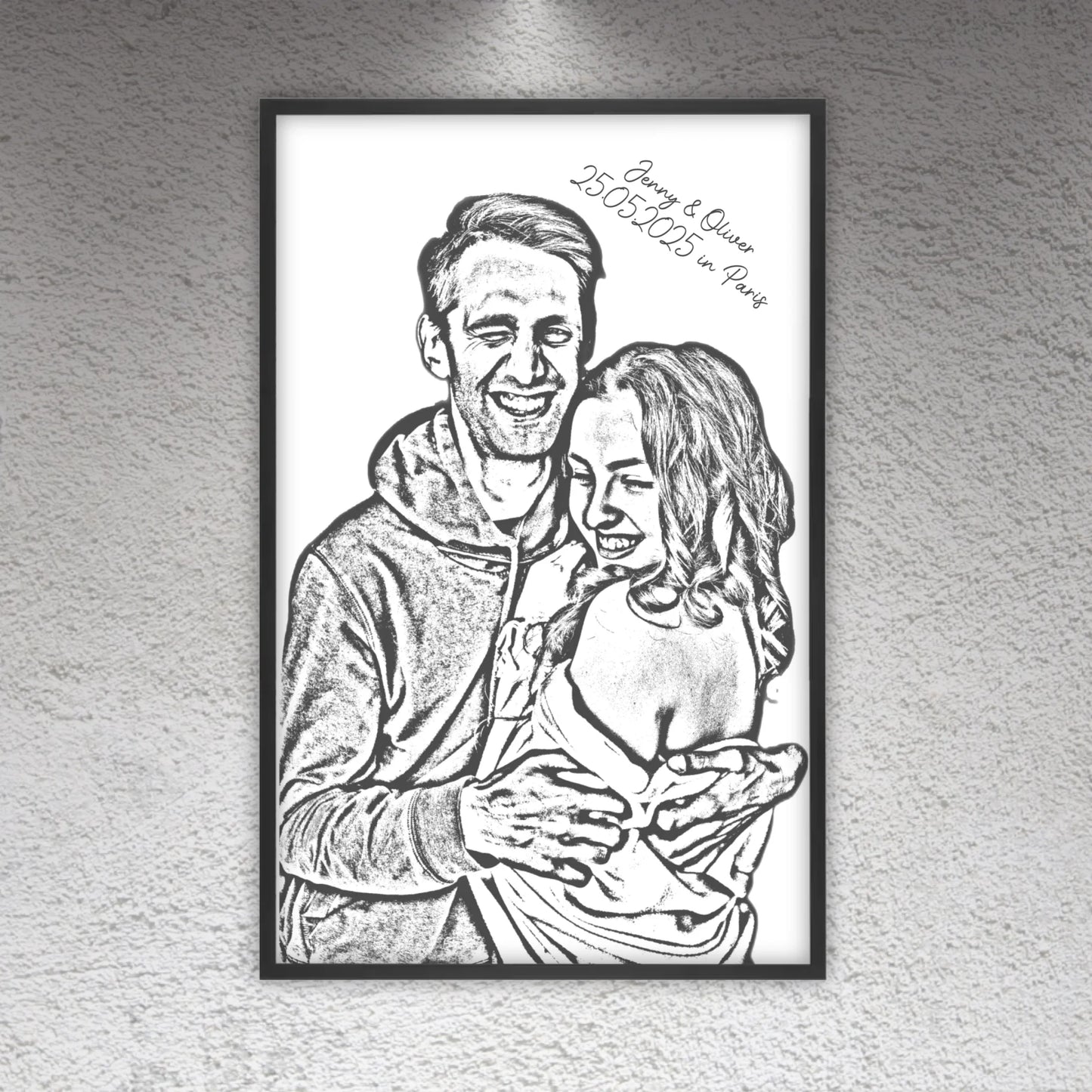Dein Foto als Silhouette-Porträt - individuelles Poster mit Rahmen | Personalize Palace