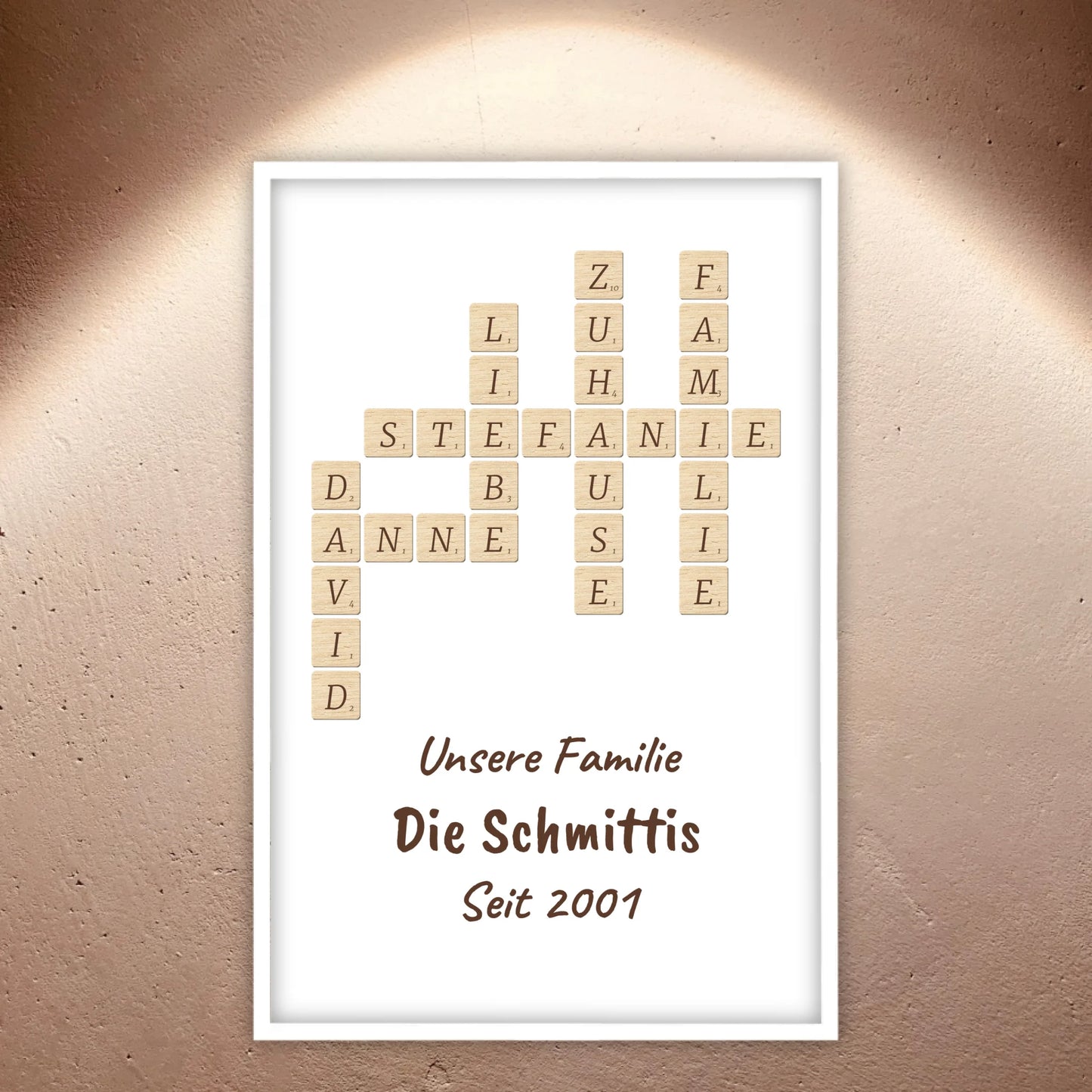 Scrabble your names - individual posters with gallery frames or as canvases
