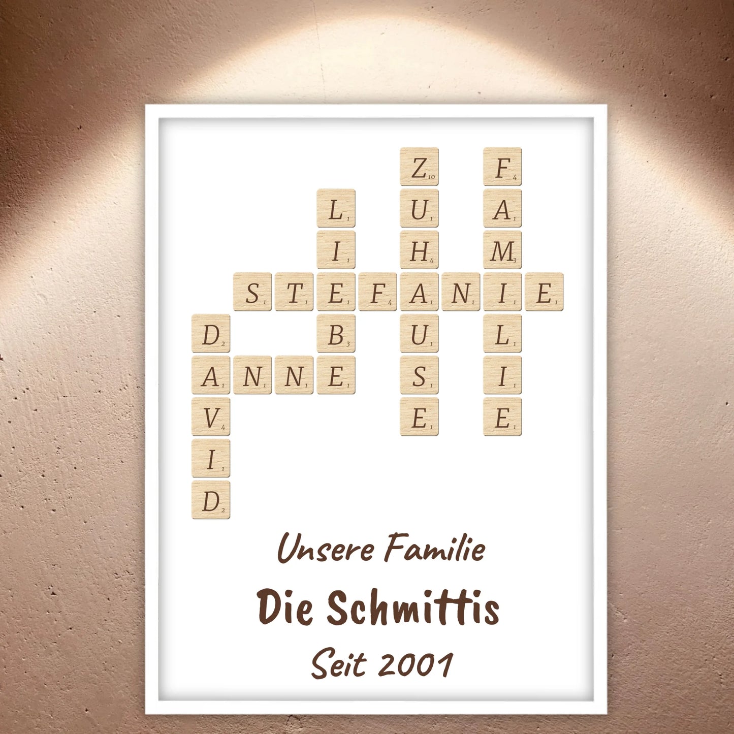 Scrabble your names - individual posters with gallery frames or as canvases