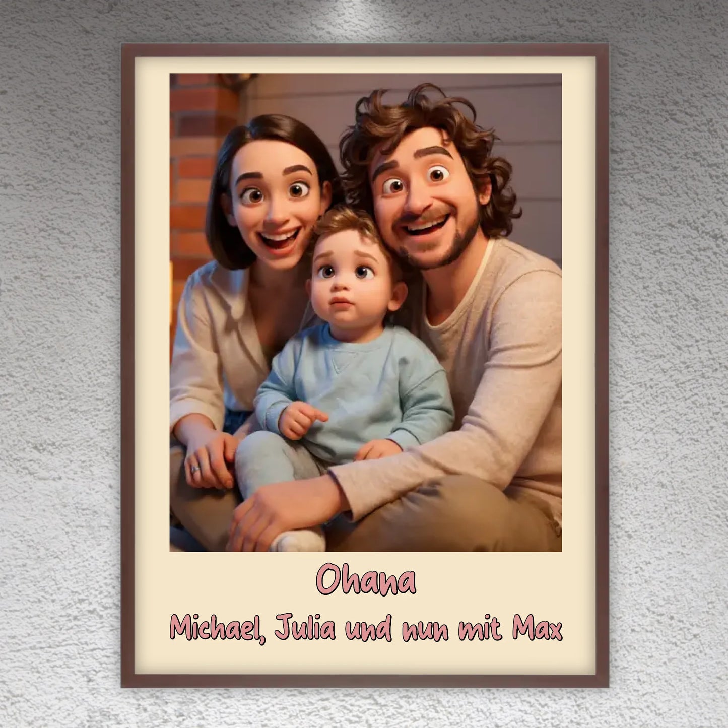 Family photo in cartoon and animation style - personalized poster or canvas