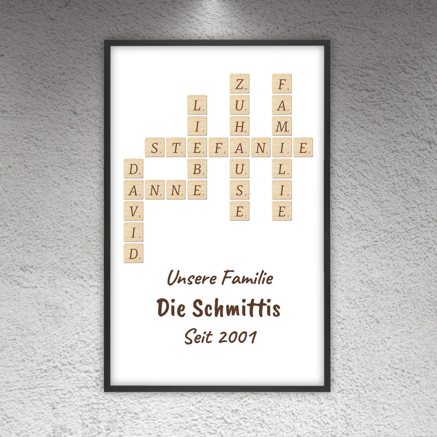 Scrabble your names - individual posters with gallery frames or as canvases