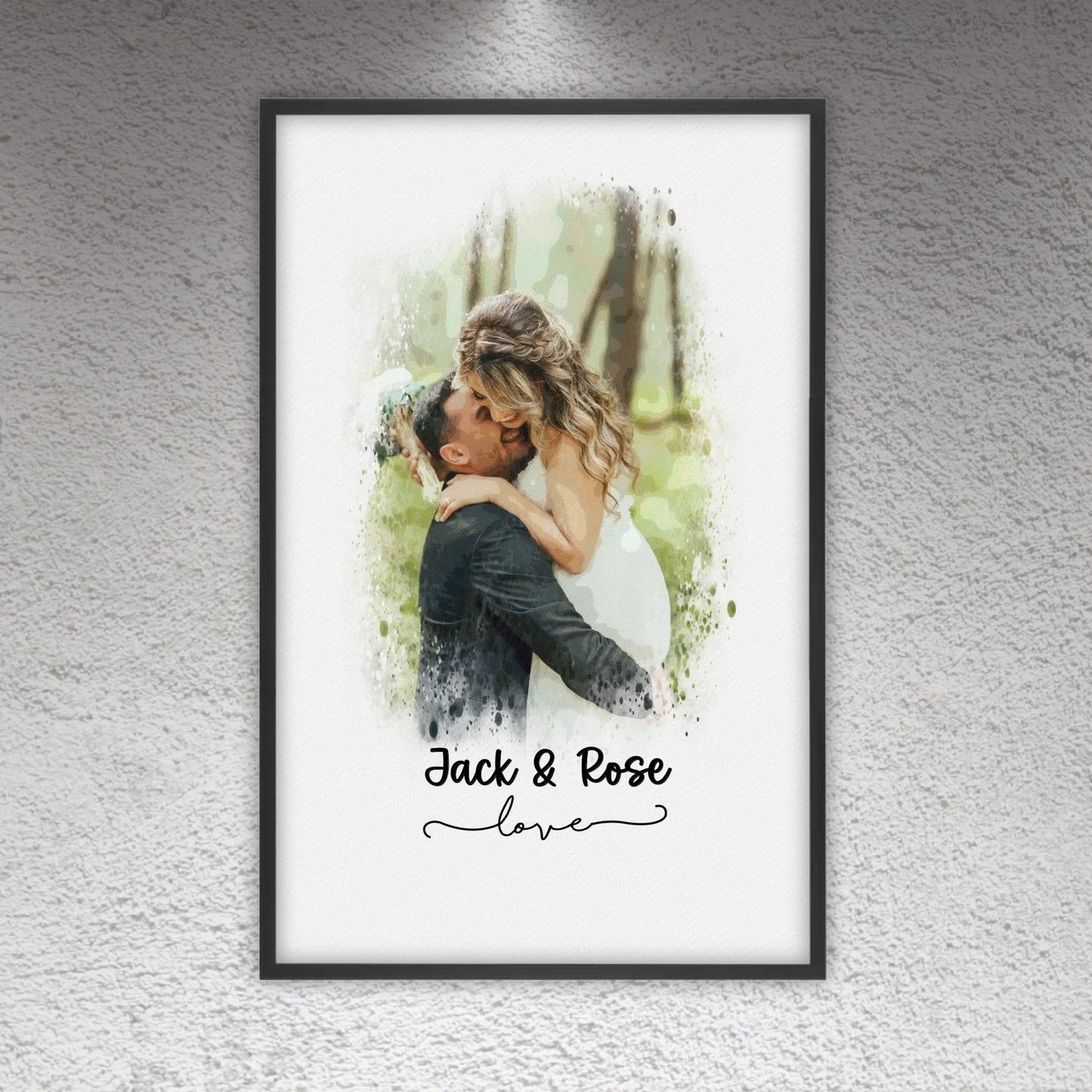 Wedding photo, couple canvas, portrait in watercolors - individual canvas
