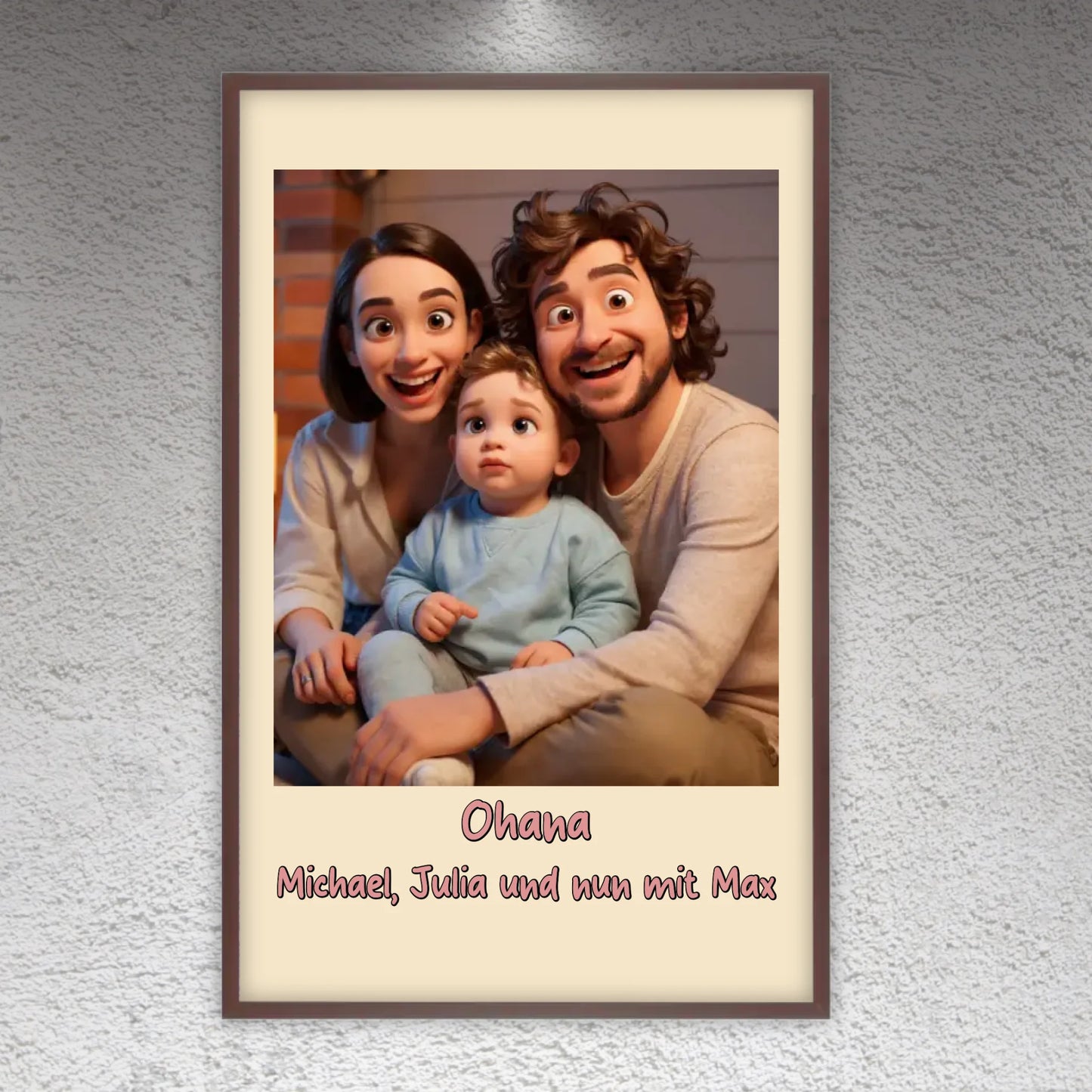 Family photo in cartoon and animation style - custom canvas