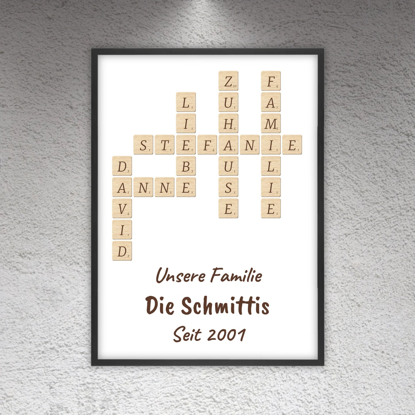 Scrabble your names - individual posters with gallery frames or as canvases