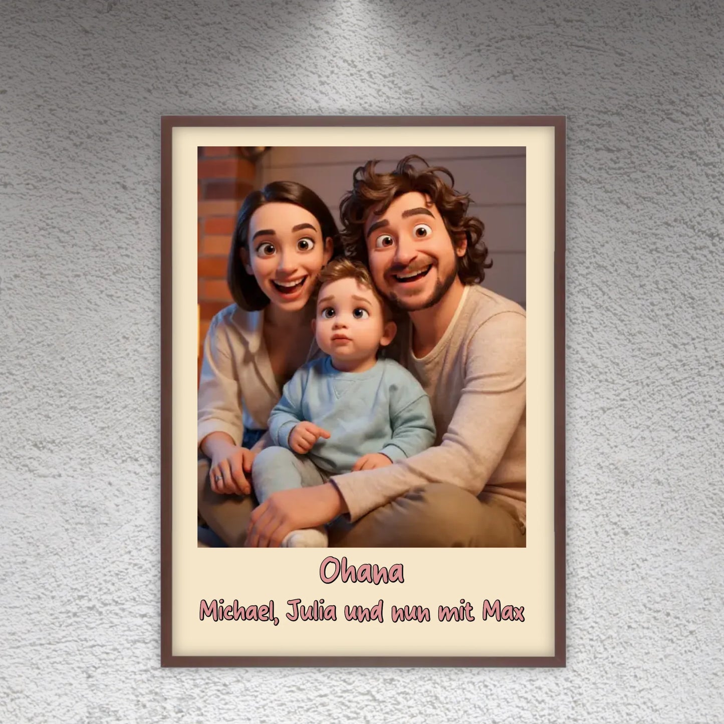Family photo in cartoon and animation style - custom canvas