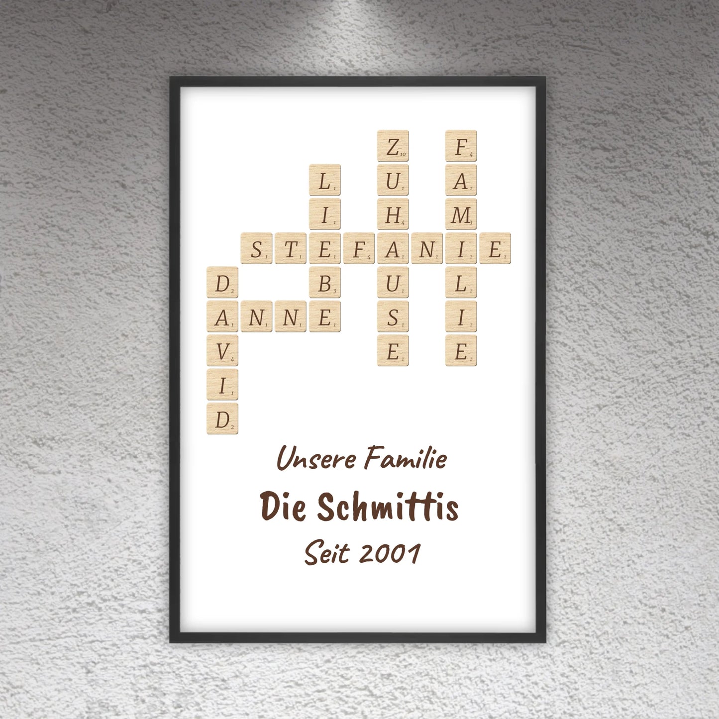 Scrabble your names - individual posters with gallery frames or as canvases