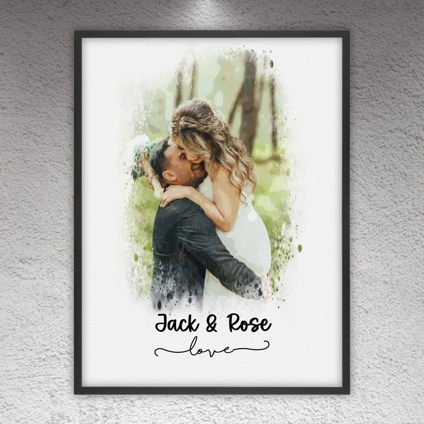 Wedding photo, couple canvas, portrait in watercolors - individual canvas