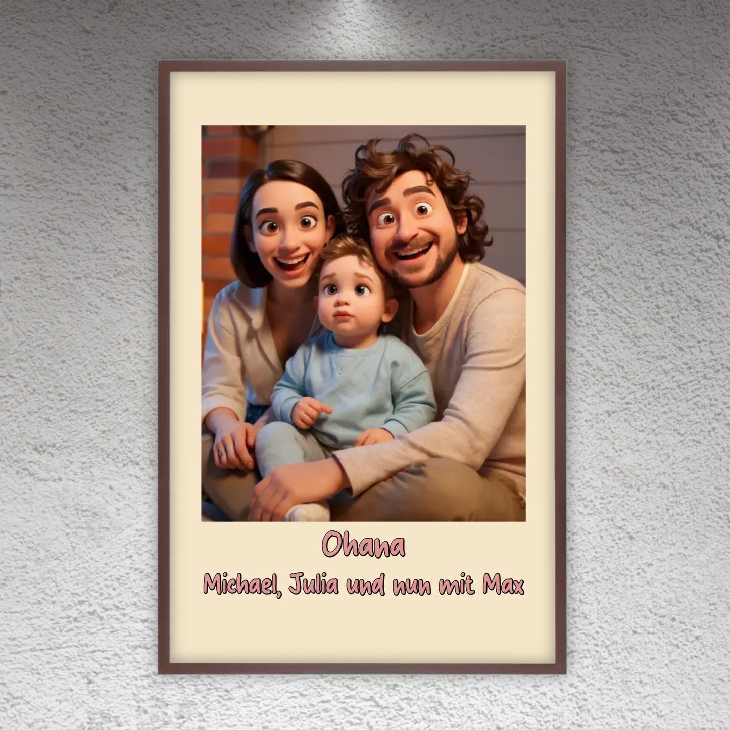 Family photo in cartoon and animation style - custom canvas