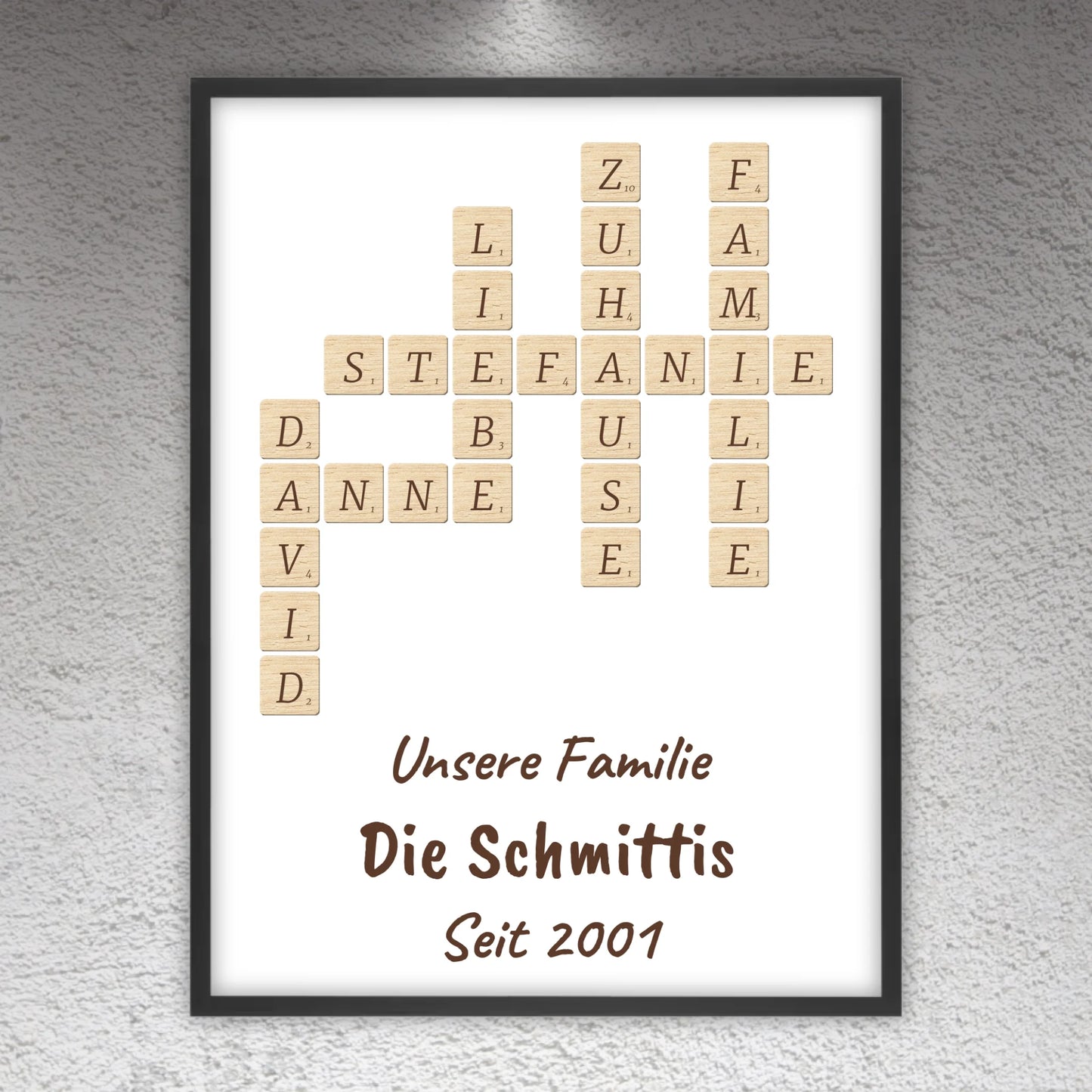 Scrabble your names - individual posters with gallery frames or as canvases