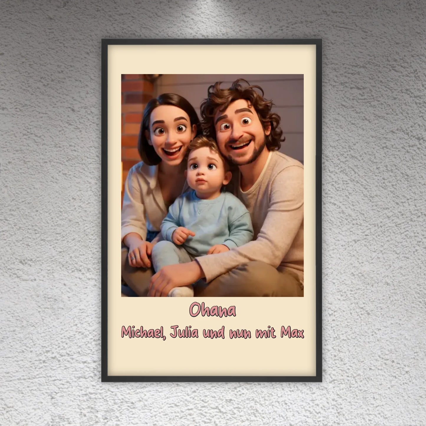 Family photo in cartoon and animation style - personalized poster or canvas