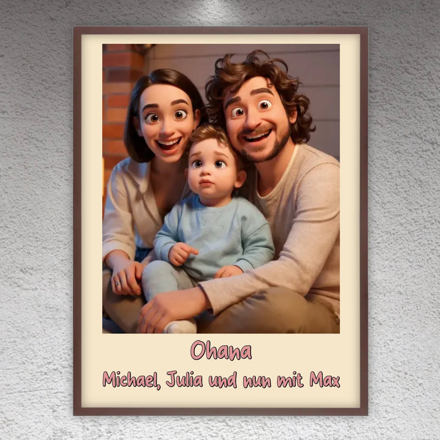 Family photo in cartoon and animation style - custom canvas