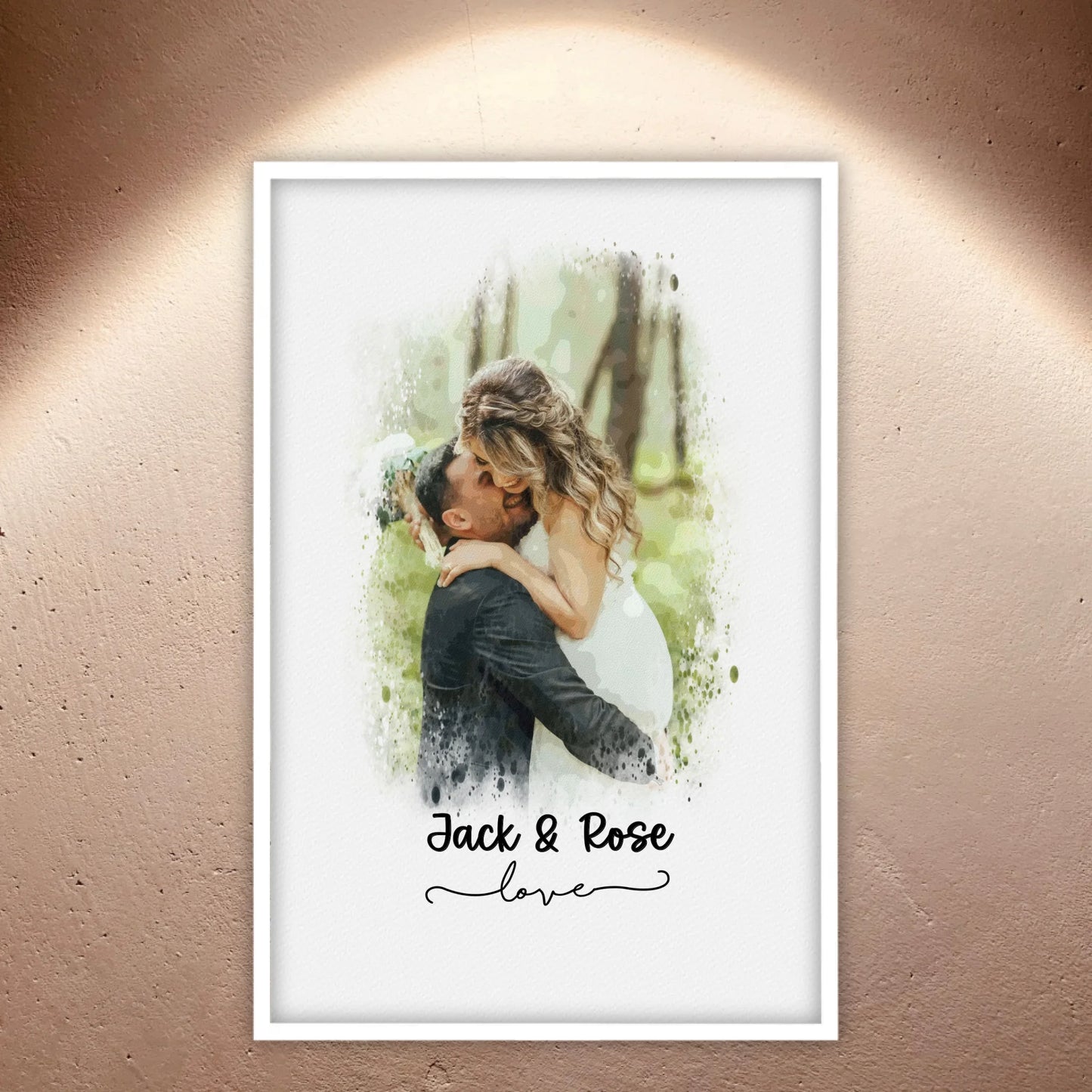 Wedding photo, couple canvas, portrait in watercolors - individual canvas