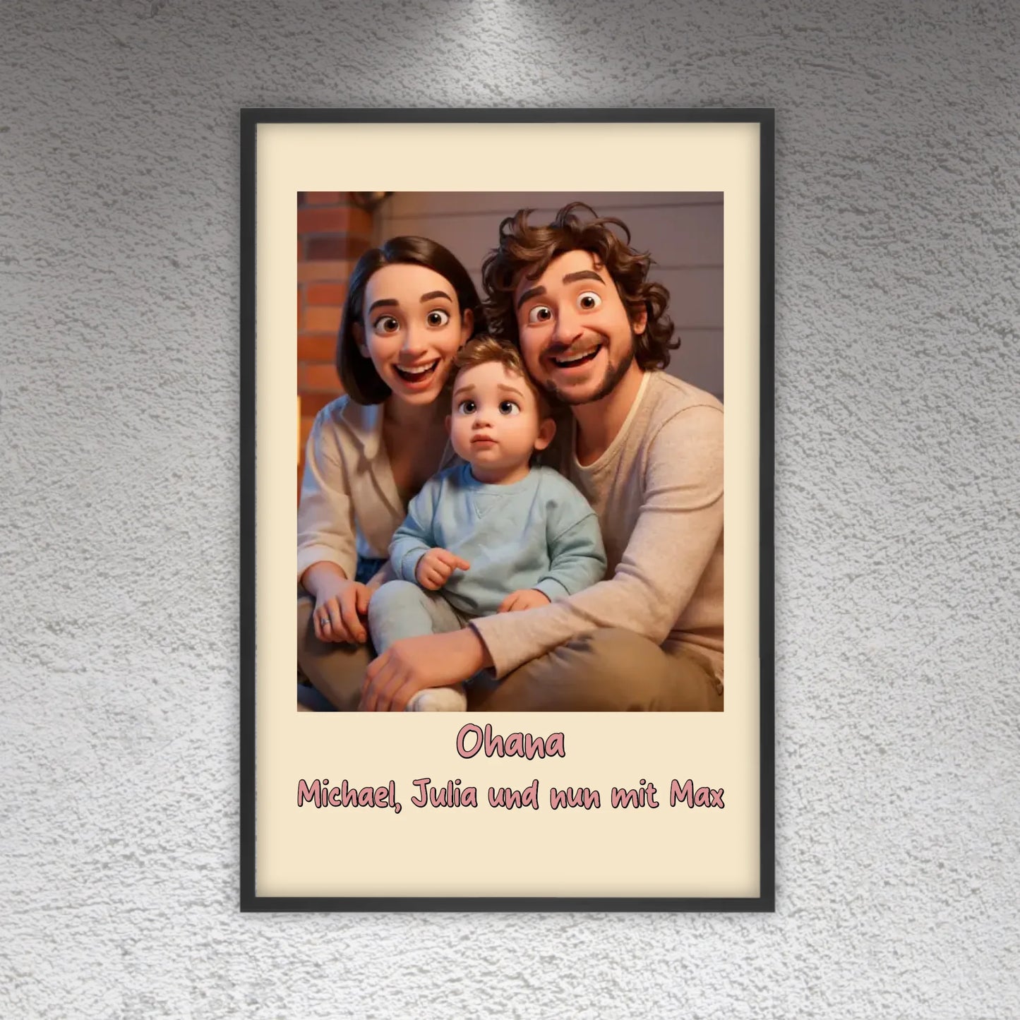 Family photo in cartoon and animation style - personalized poster or canvas