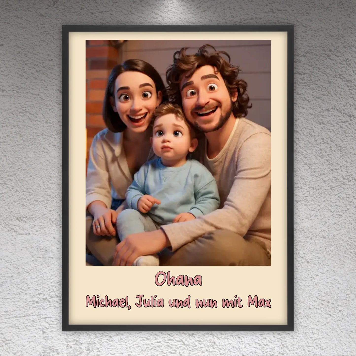 Family photo in cartoon and animation style - personalized poster or canvas