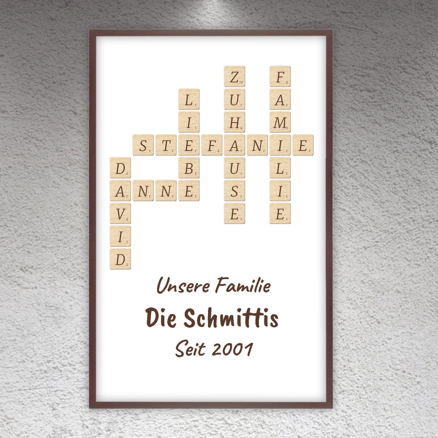 Scrabble your names - individual posters with gallery frames or as canvases