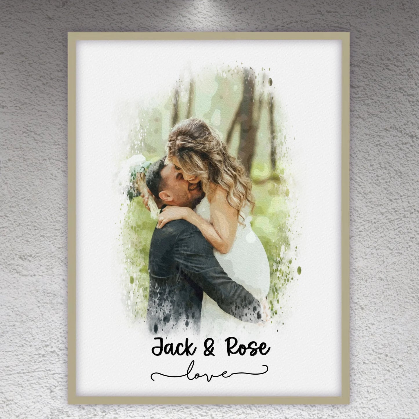 Wedding photo, couple canvas, portrait in watercolors - individual canvas