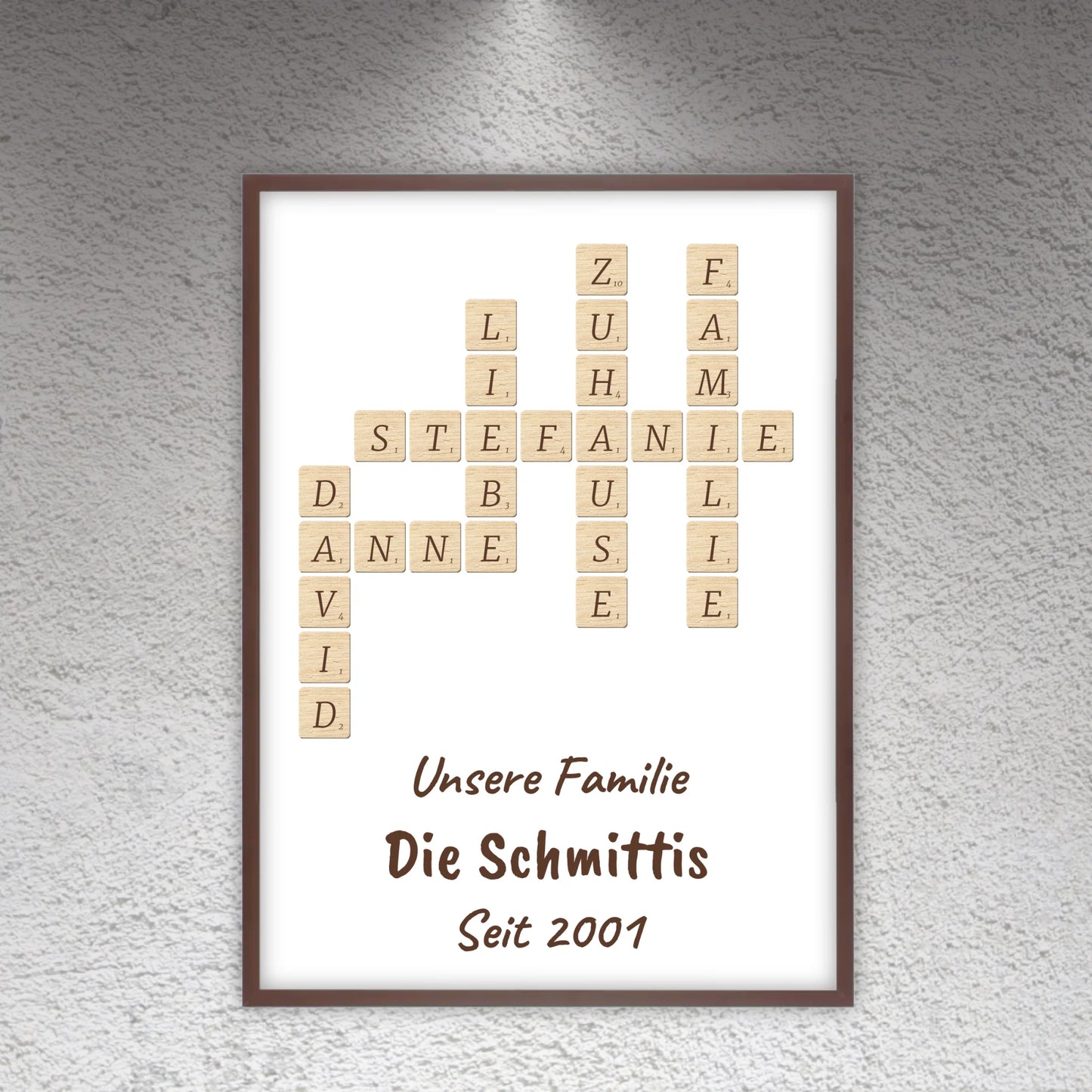 Scrabble your names - individual posters with gallery frames or as canvases