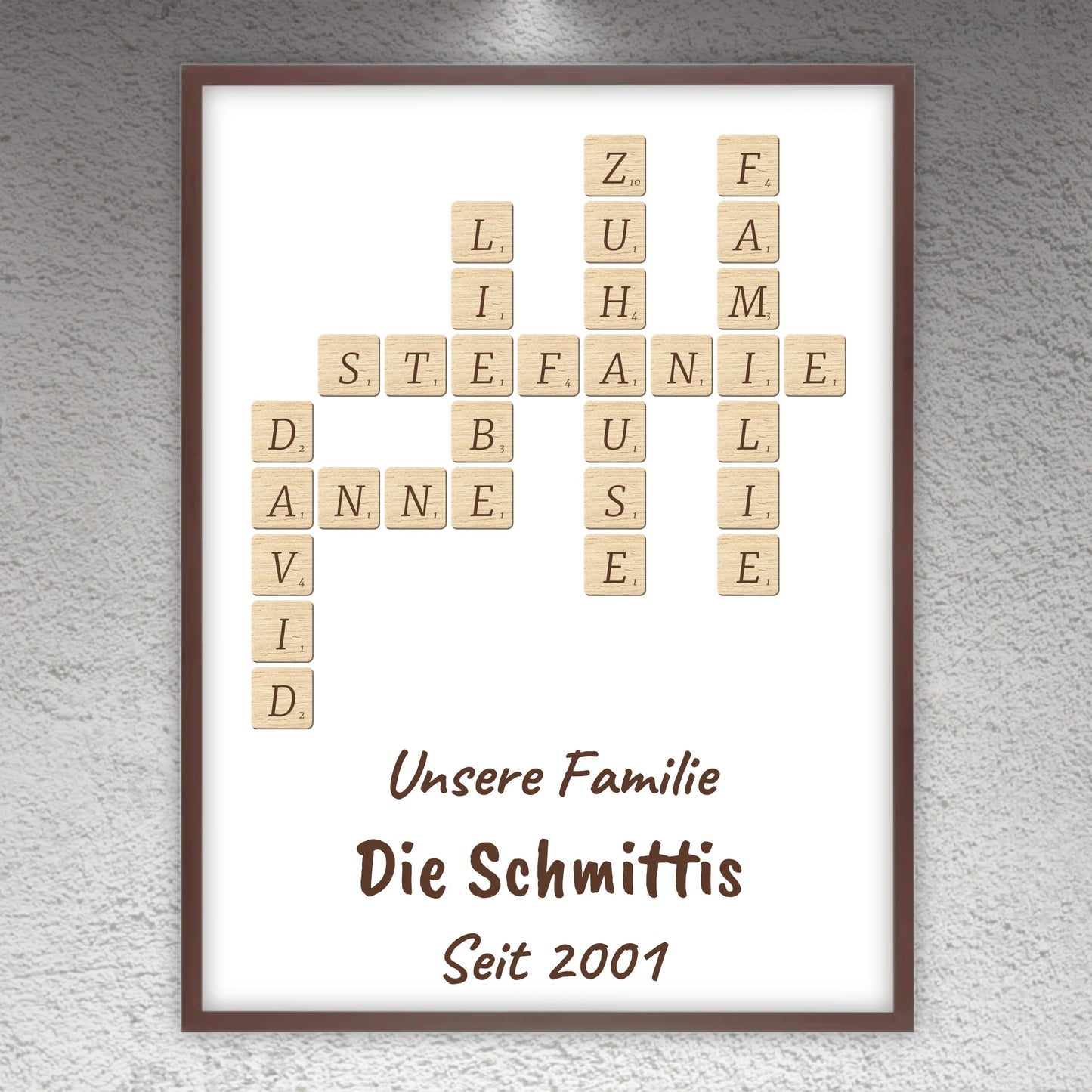 Scrabble your names - individual posters with gallery frames or as canvases