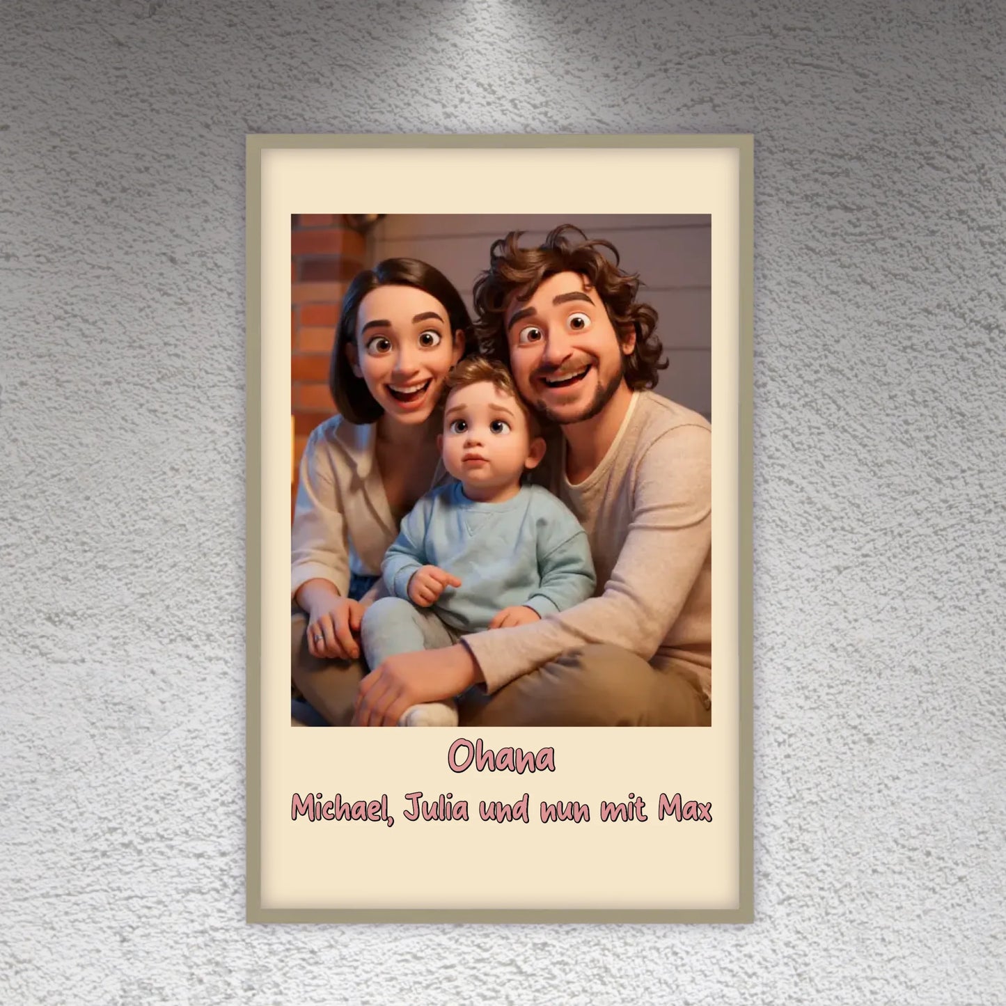 Family photo in cartoon and animation style - personalized poster or canvas