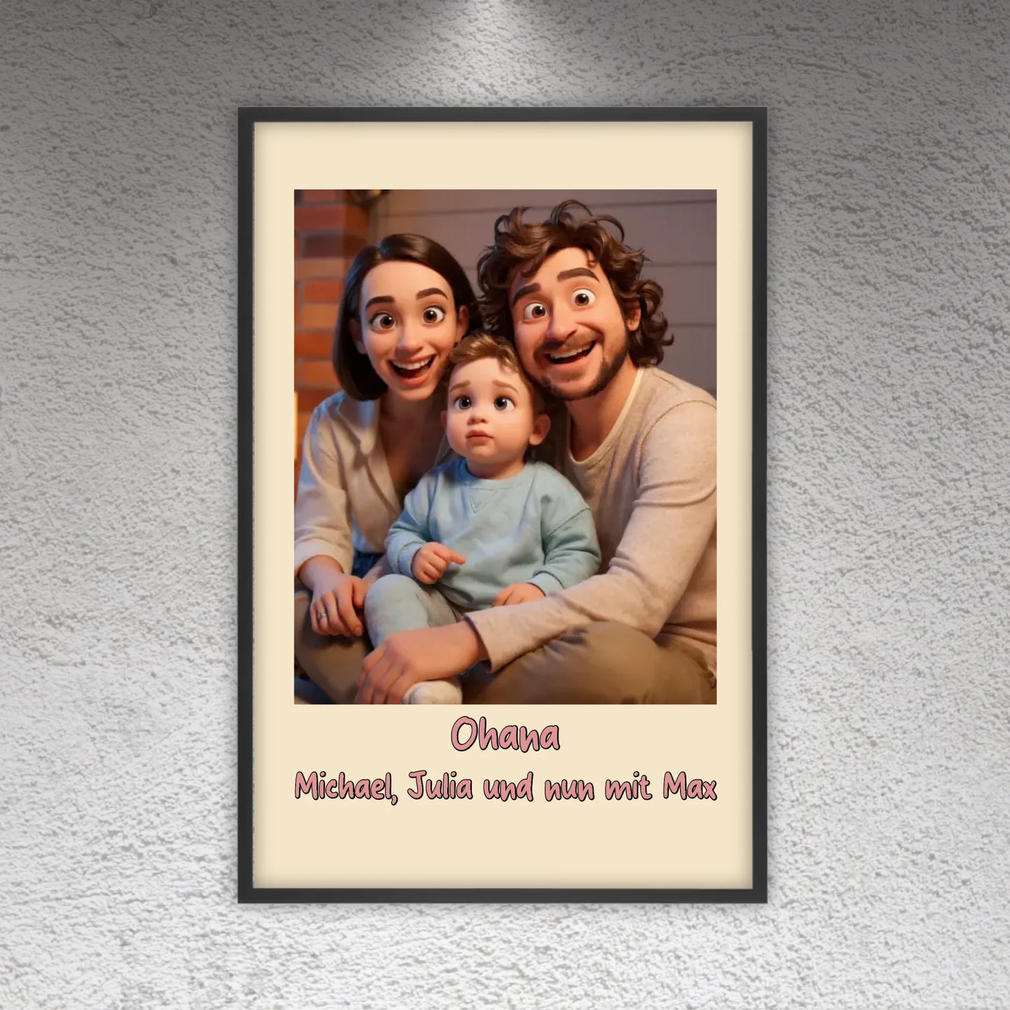 Family photo in cartoon and animation style - custom canvas