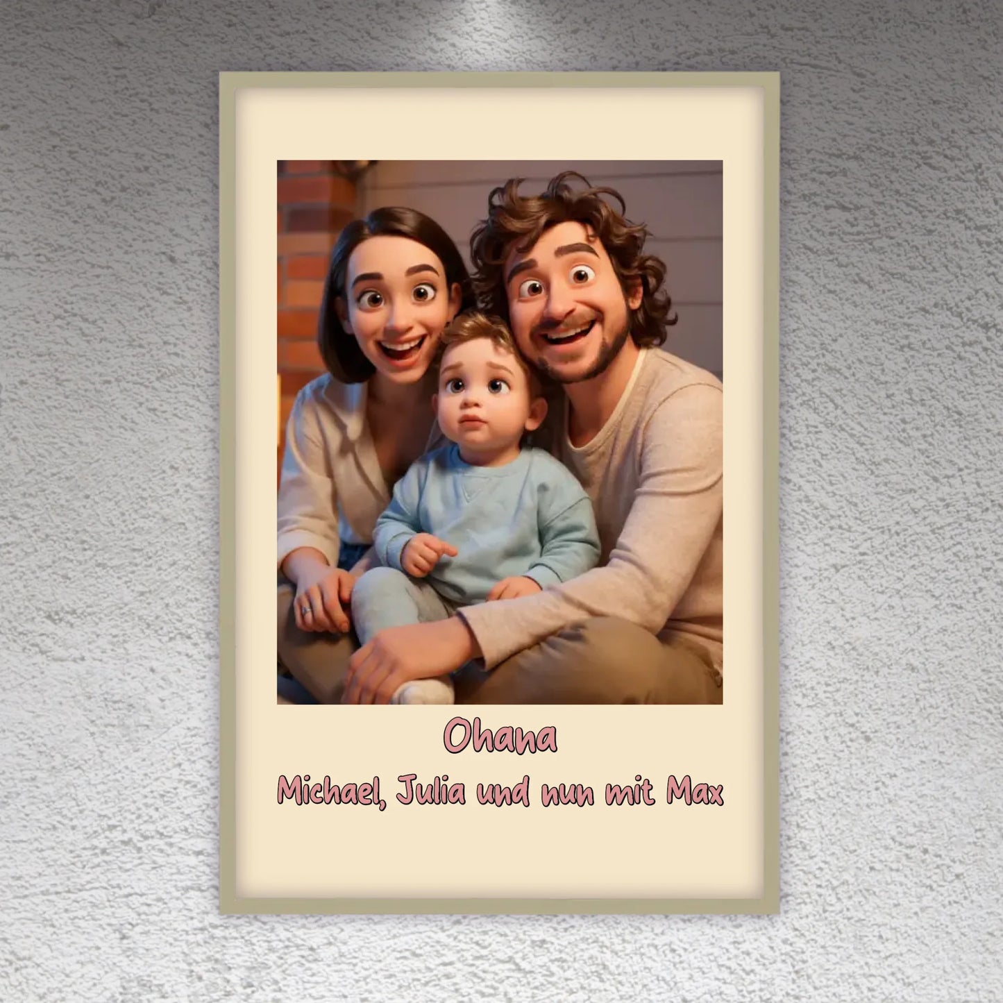 Family photo in cartoon and animation style - personalized poster or canvas
