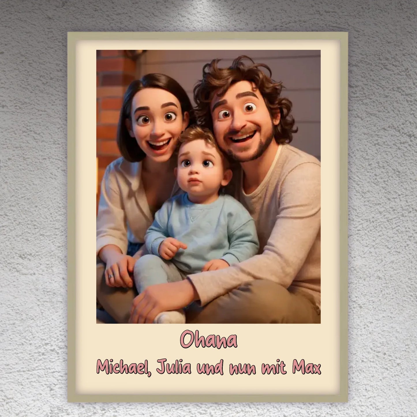 Family photo in cartoon and animation style - personalized poster or canvas