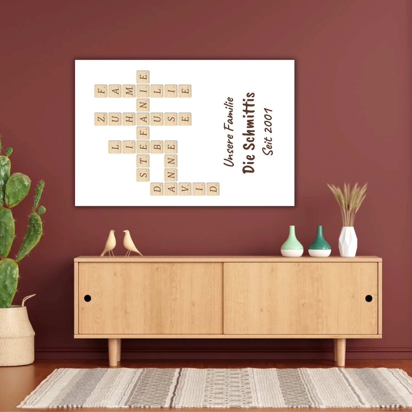 Scrabble your names - individual posters with gallery frames or as canvases