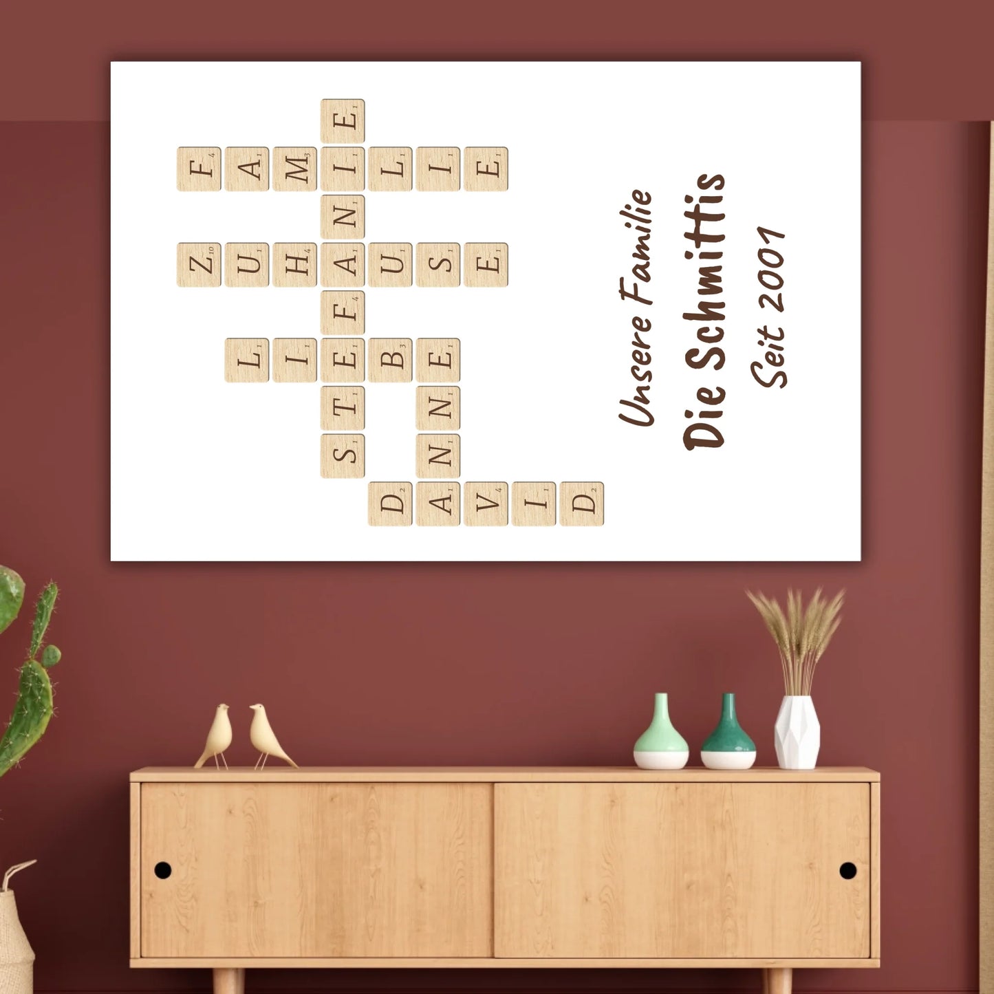 Scrabble your names - individual posters with gallery frames or as canvases