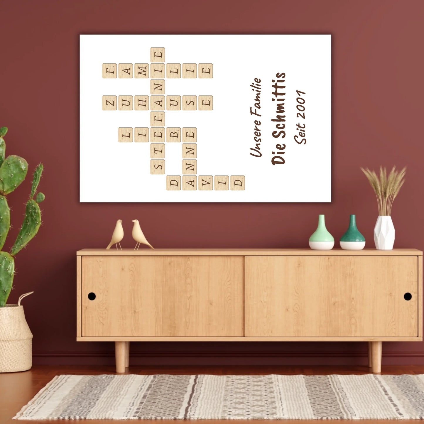 Scrabble your names - individual posters with gallery frames or as canvases