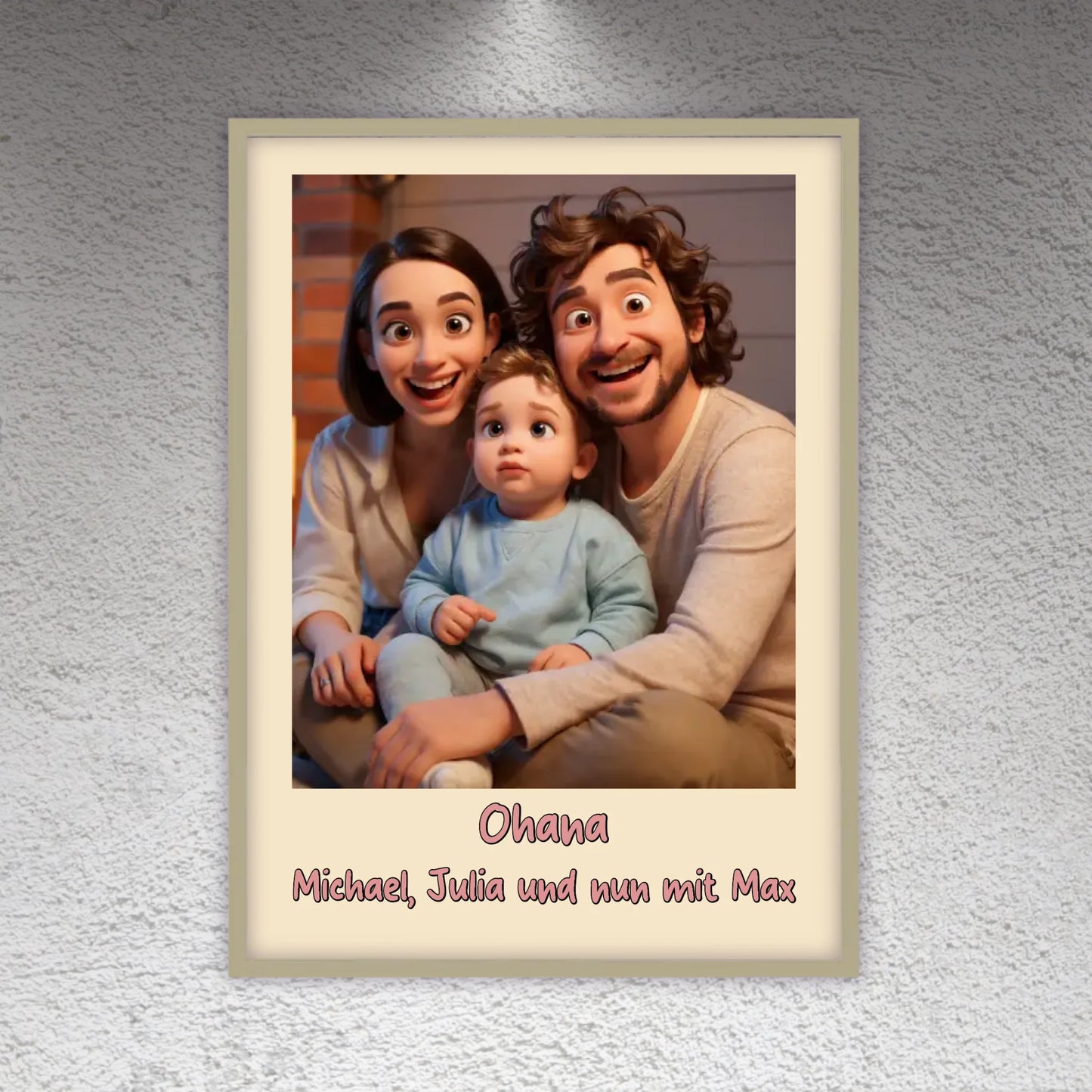 Family photo in cartoon and animation style - custom canvas